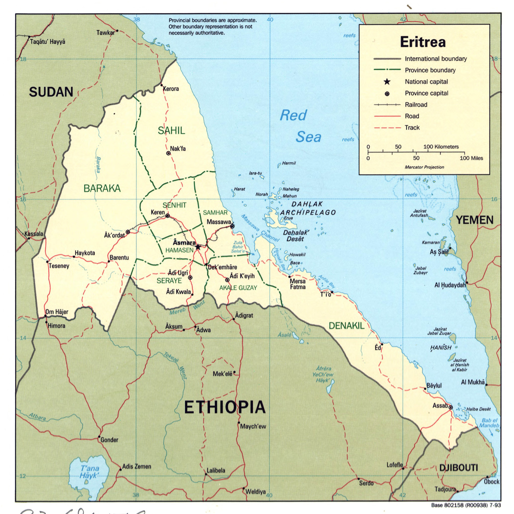 Large Detailed Political And Administrative Map Of Eritrea With Roads Railroads And Major
