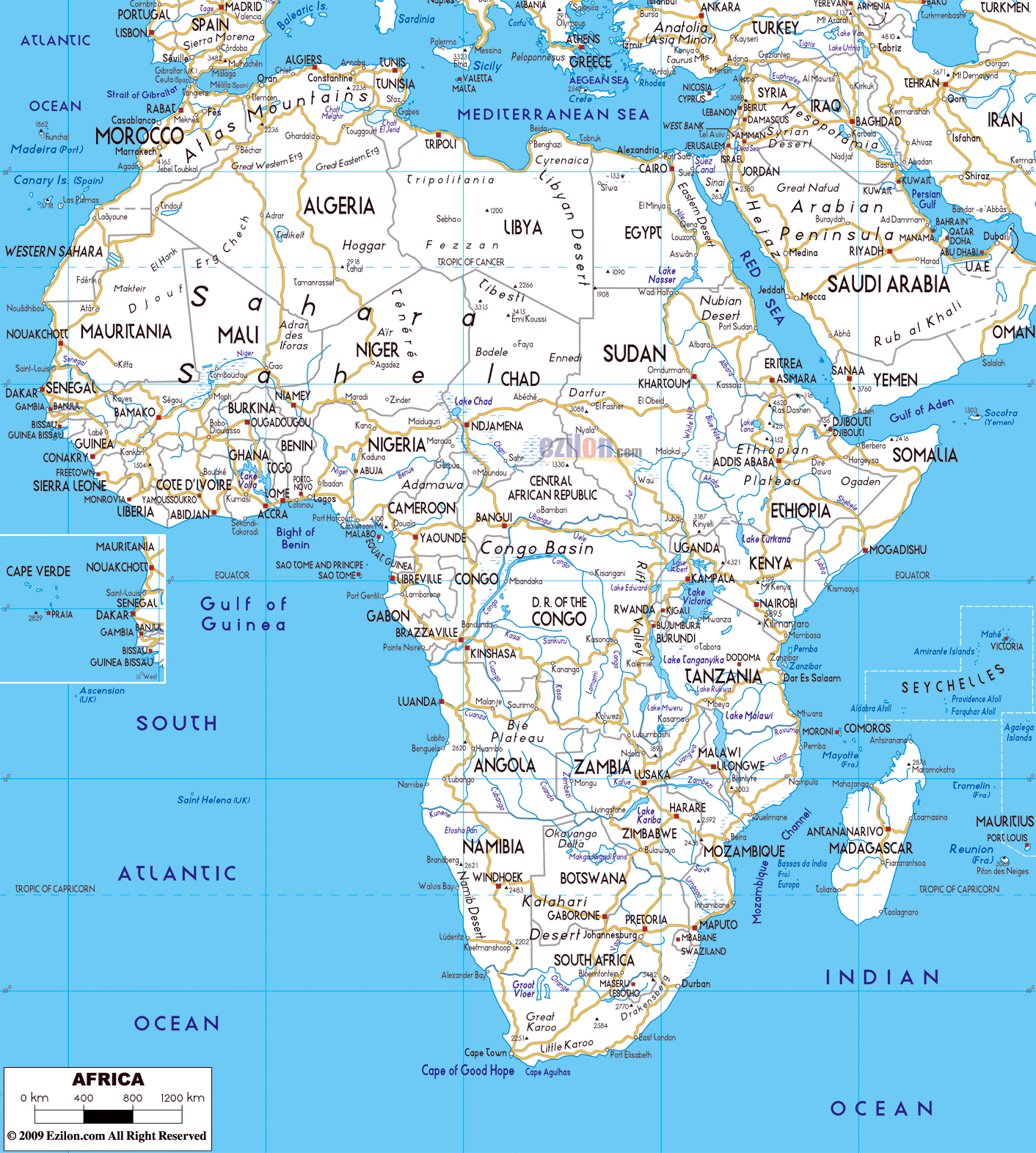 Large Detailed Political Map Of Africa With Major Roads Capitals And
