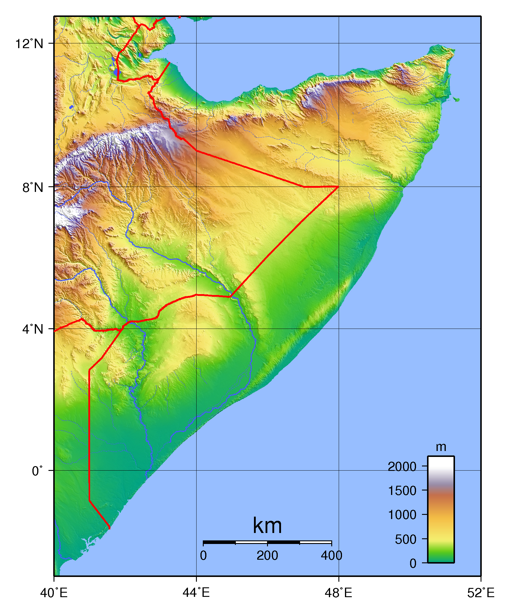Large Topographical Map Of Somalia Somalia Africa Mapsland Maps