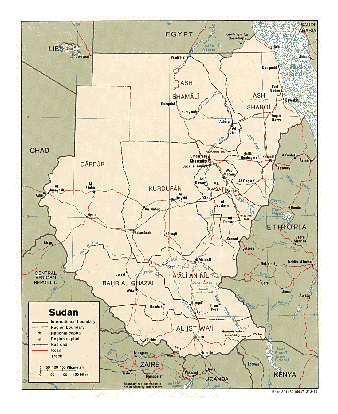 Detailed Political And Administrative Map Of Sudan With Roads Railroads And Major Cities