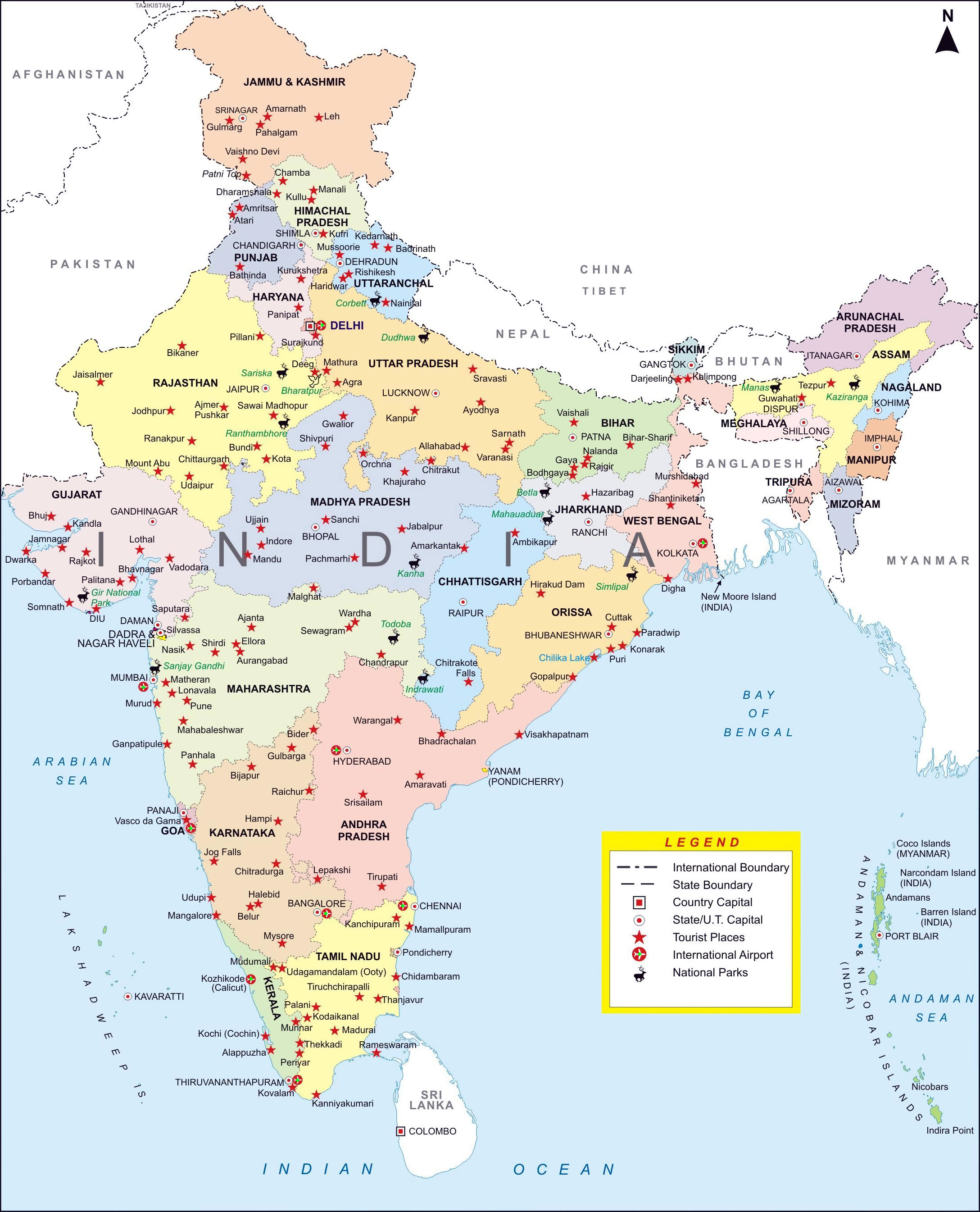 Large Detailed Administrative Map Of India With Major Cities India Asia Mapsland Maps Of