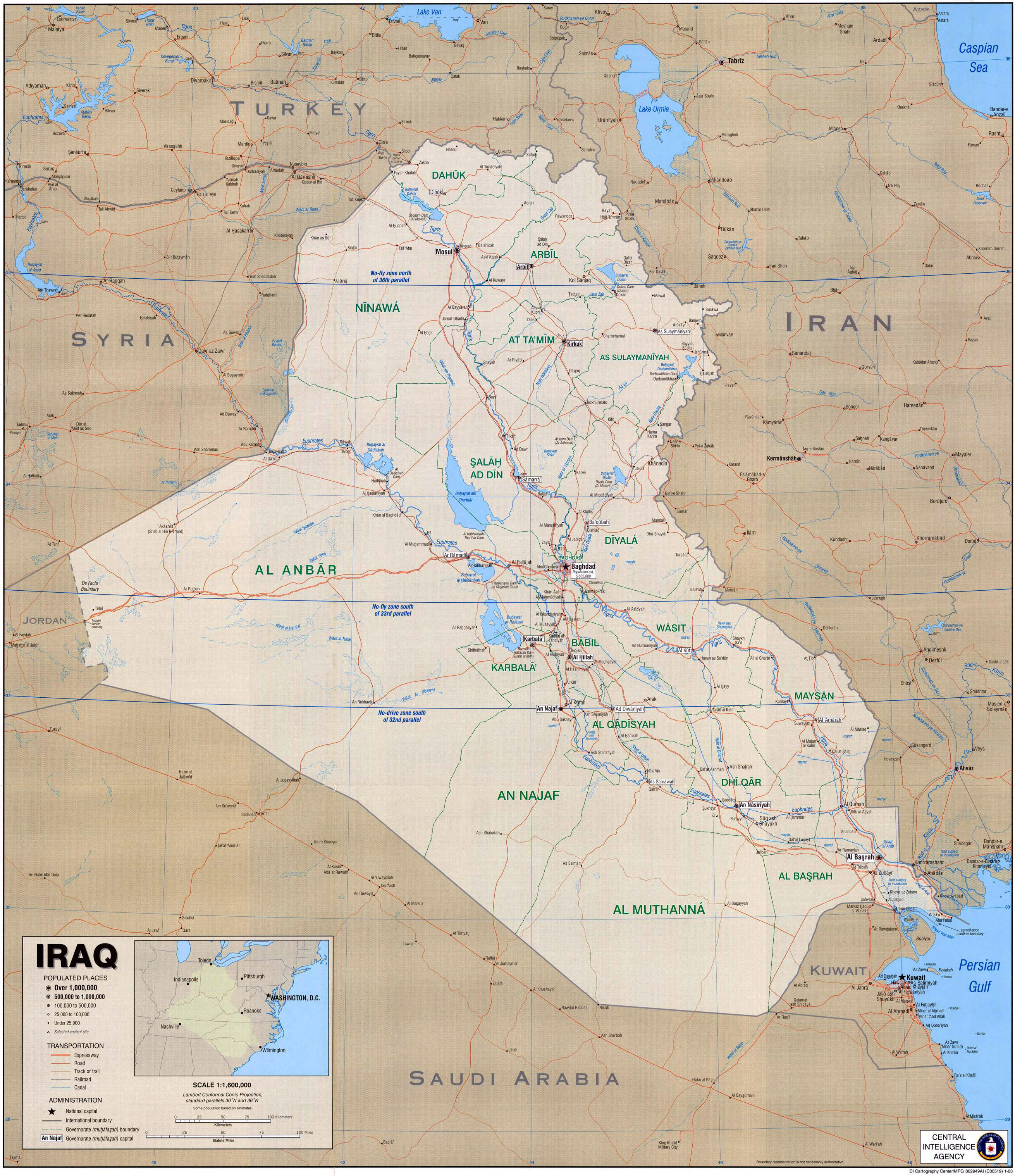 Large Detailed Political Map Of Iraq With Roads Expressroads Cities