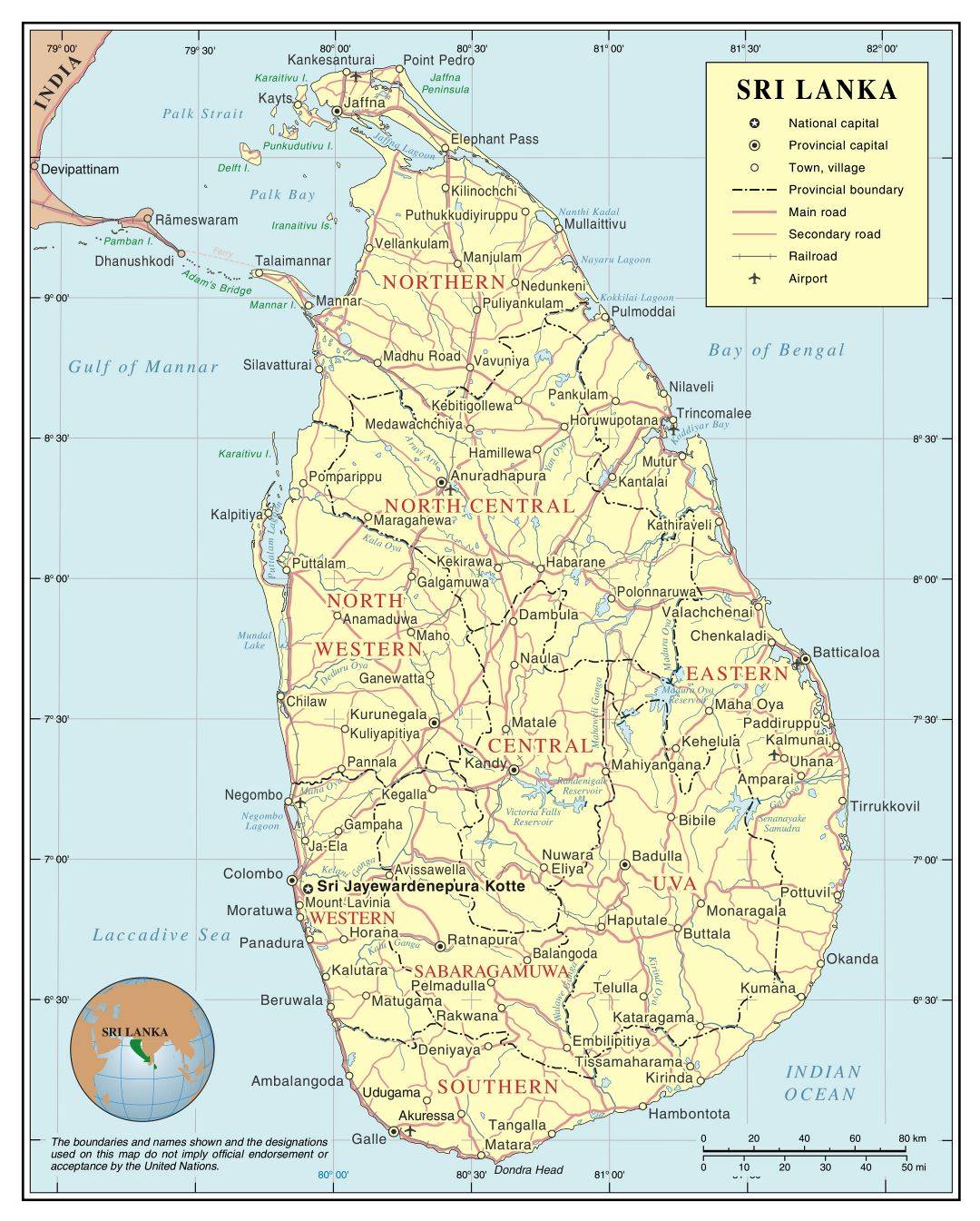Large Detailed Political And Administrative Map Of Sri Lanka With Roads Railroads Cities And