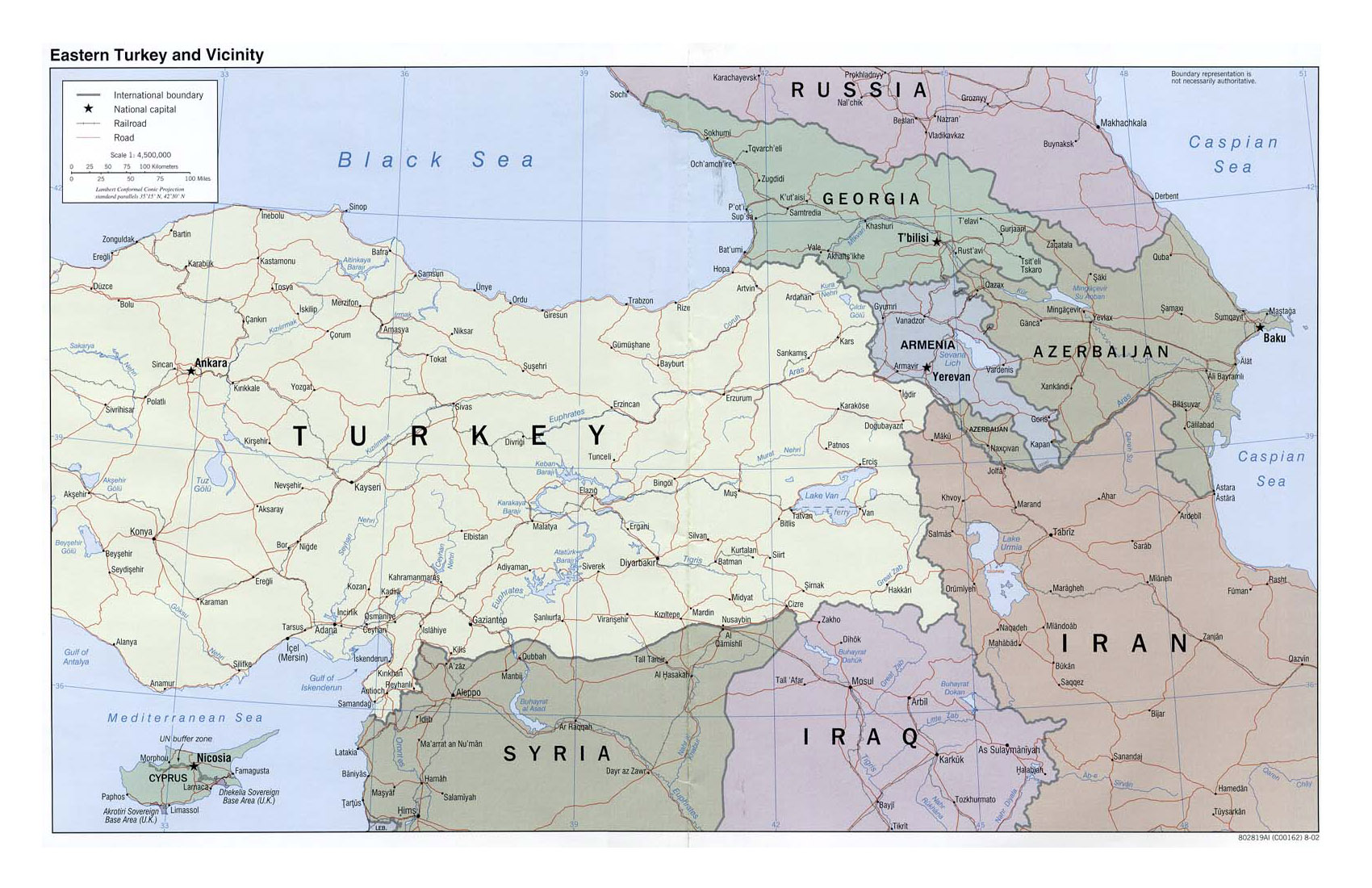 Large Political Map Of Eastern Turkey And Vicinity With Roads