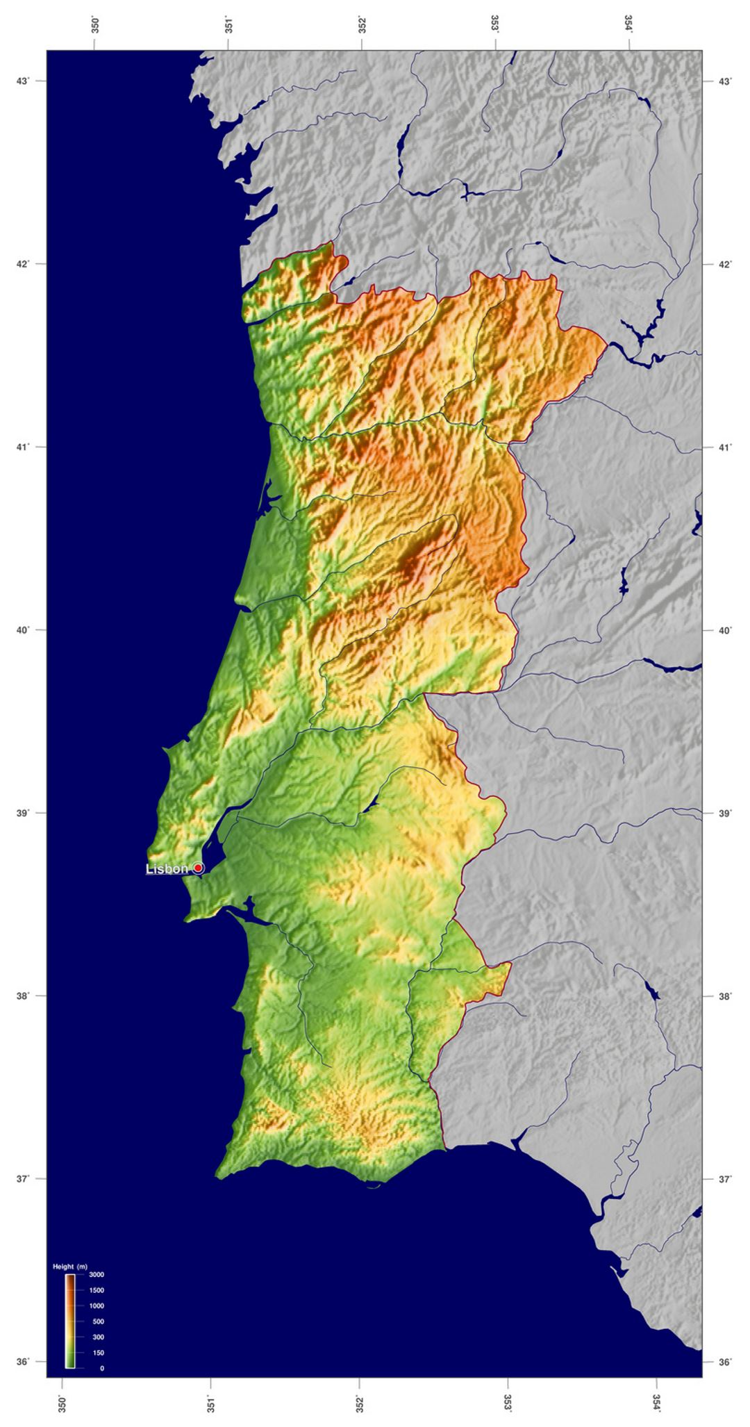 Detailed Physical Map Of Portugal Portugal Europe Mapsland Maps Of The World