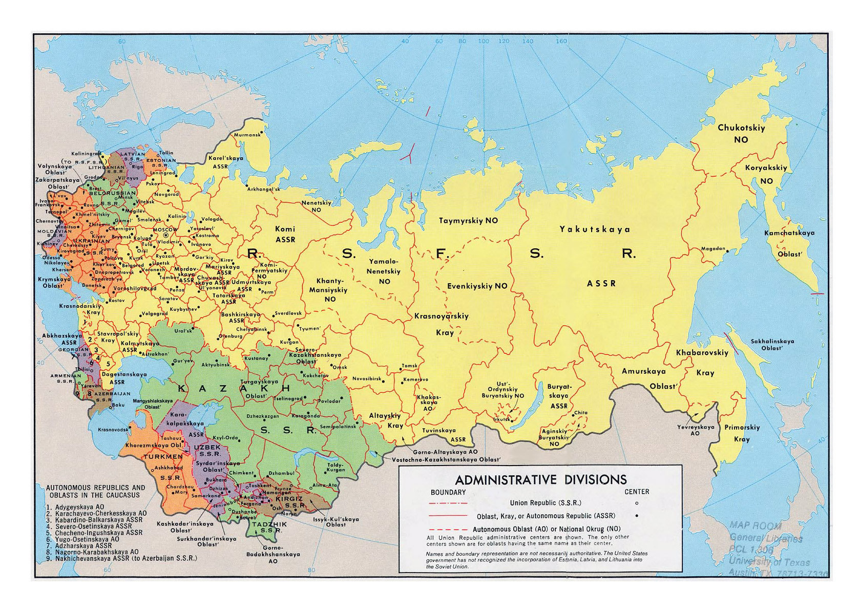 Large Detailed Administrative Divisions Map Of The Soviet Union The