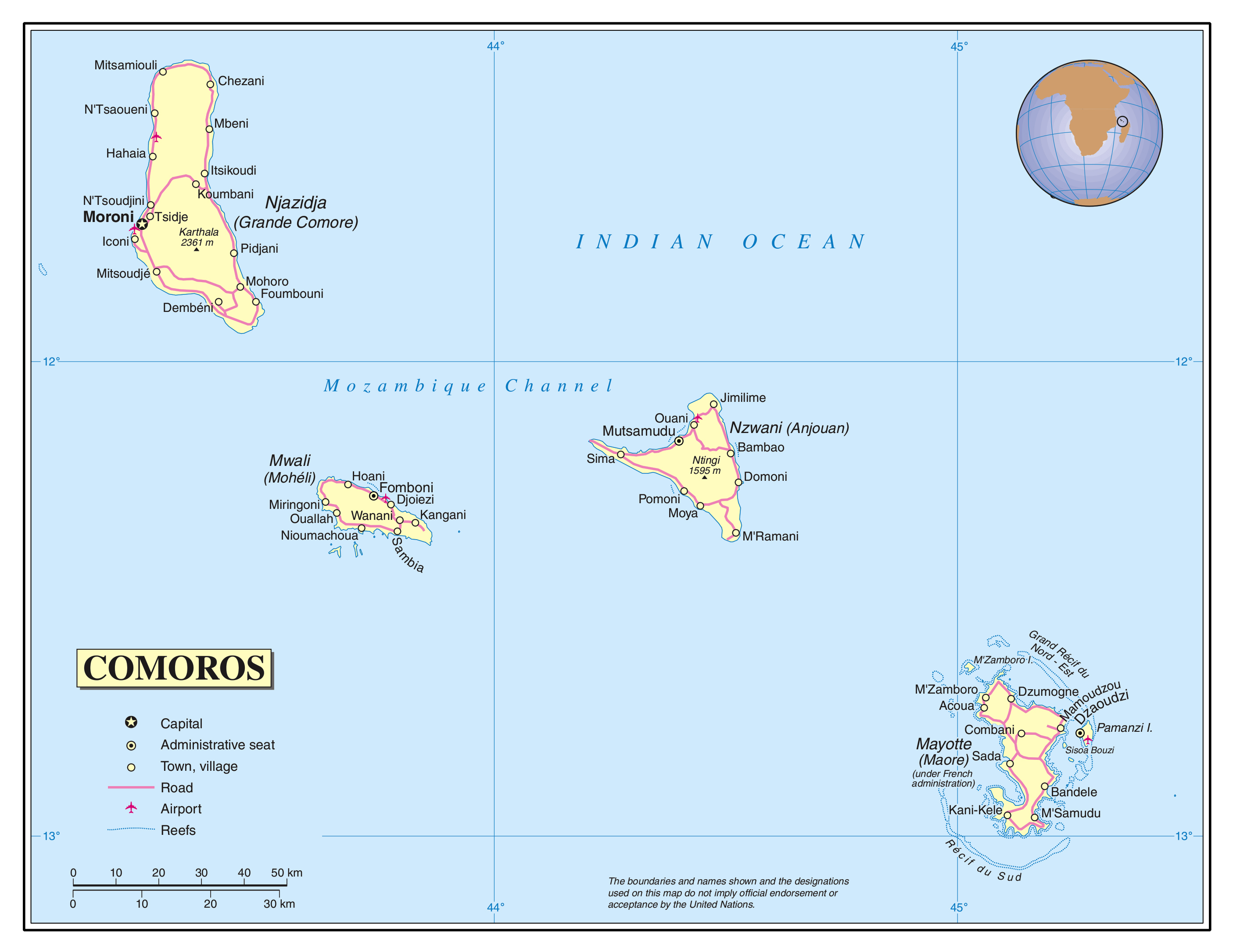 Detailed Political Map Of Comoros Ezilon Maps Sexiezpicz Web Porn