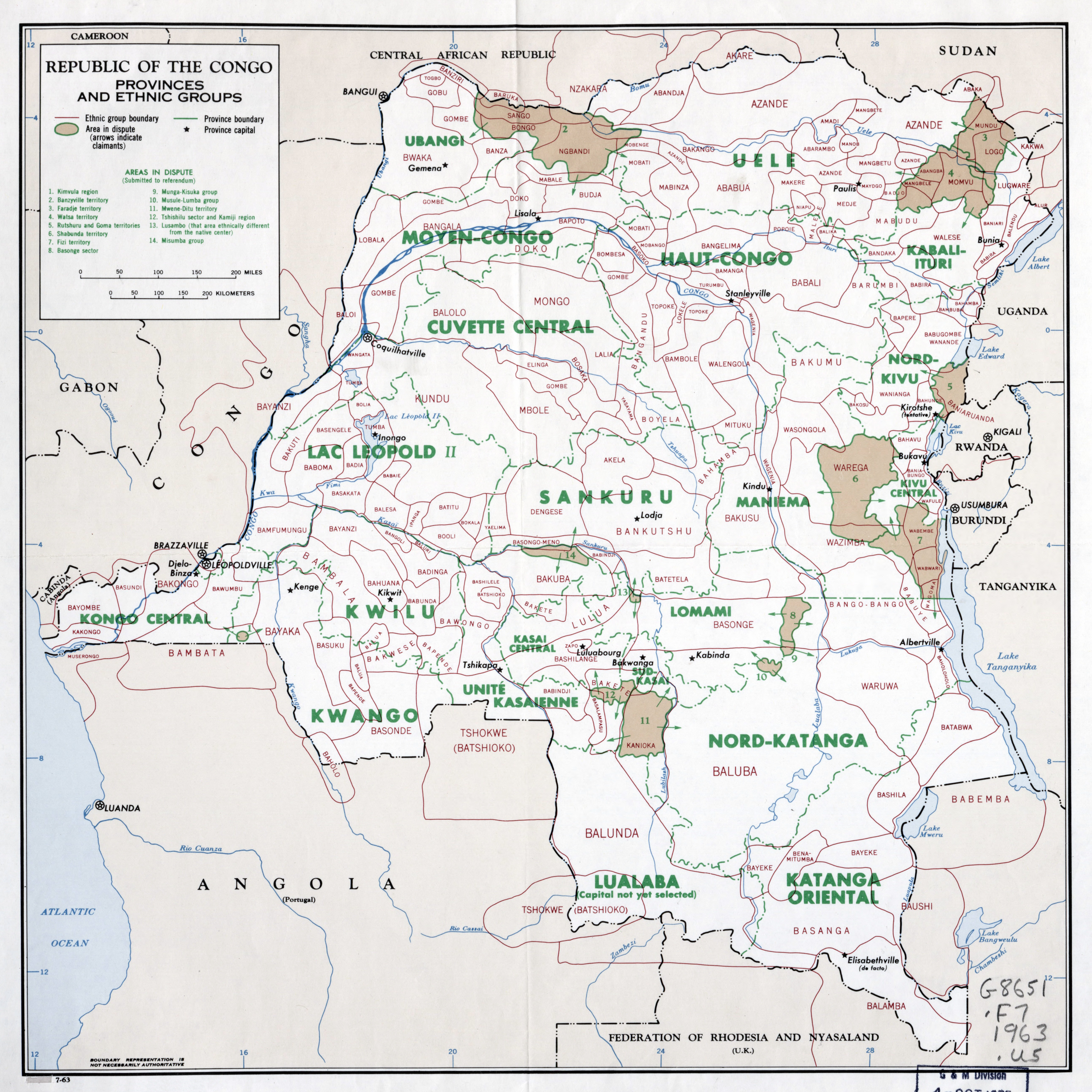 Large Scale Map Of Republic Of The Congo With Provinces And Ethnic 