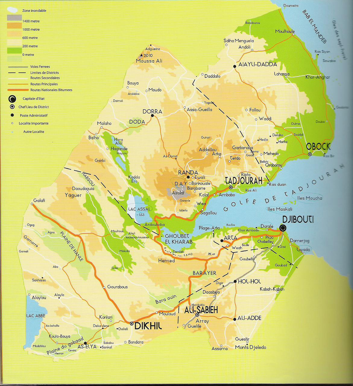 Large Detailed Political Map Of Djibouti With Roads Djibouti Large Images