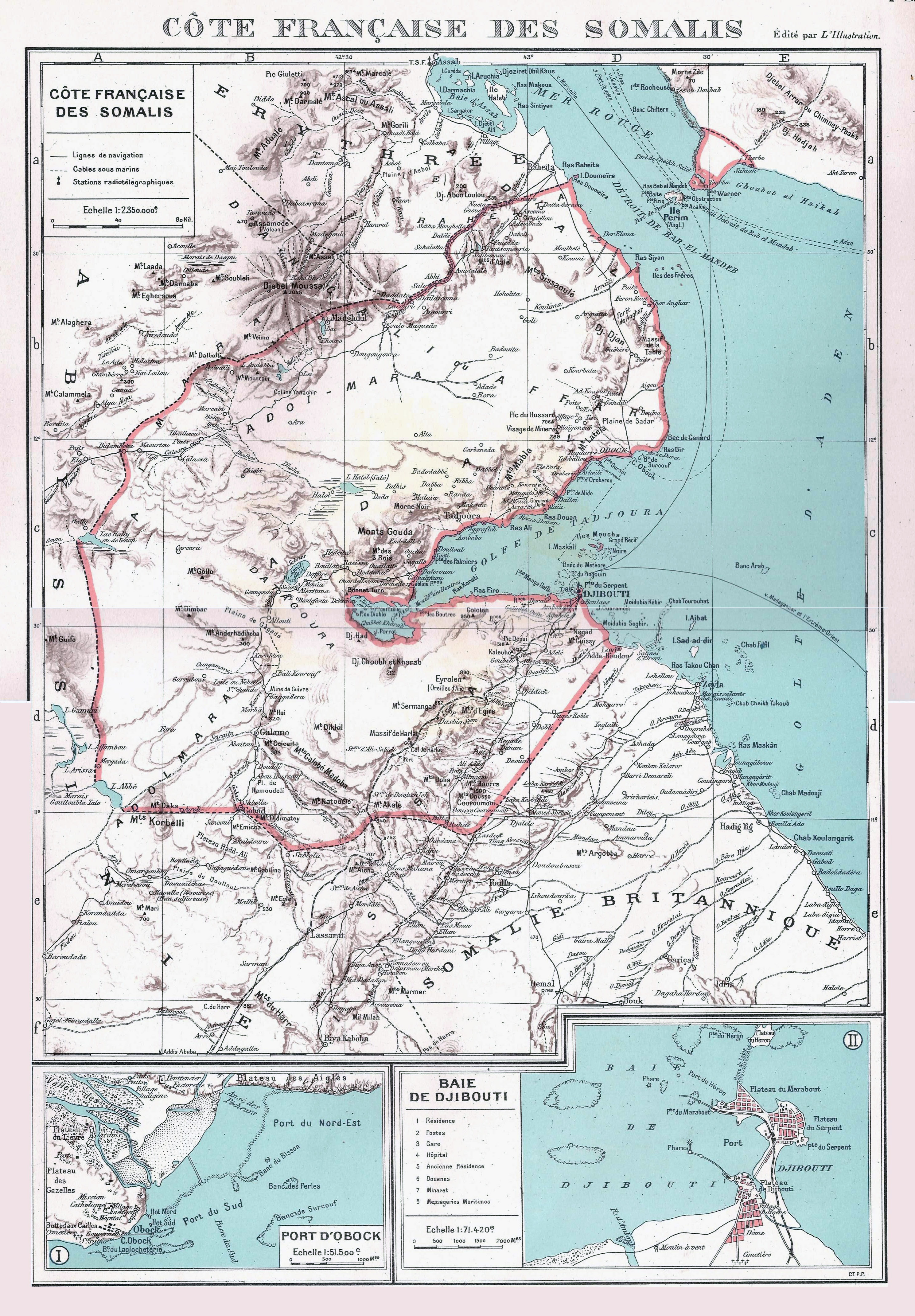 Large Detailed Old Map Of Djibouti With Relief Djibouti Africa