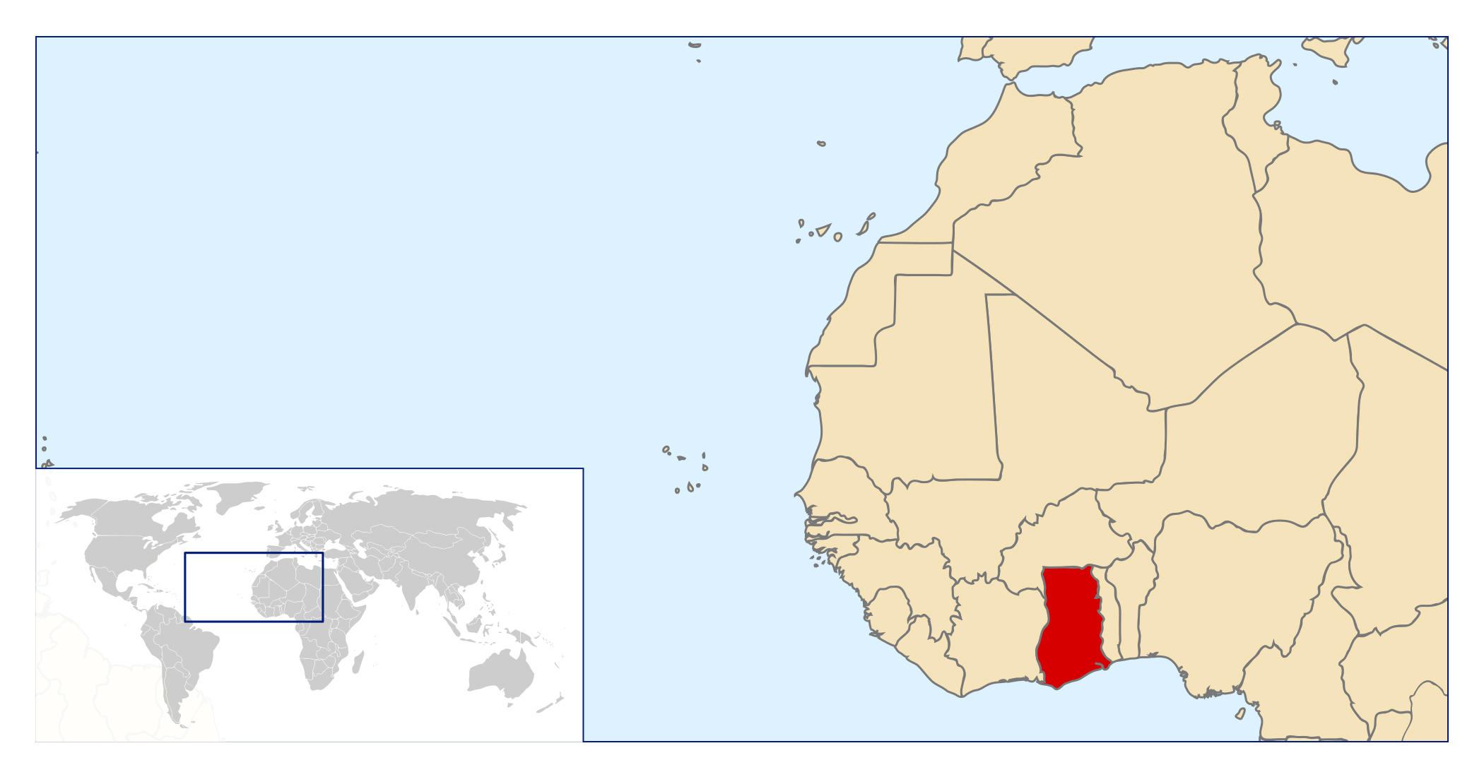 Large Location Map Of Ghana In The World Ghana Africa Mapsland 