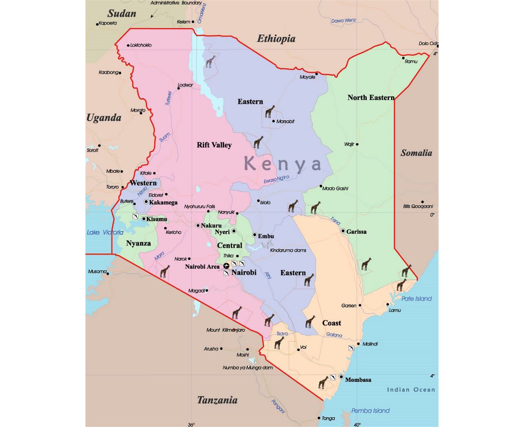 Detailed Map Of Kenya Maps of Kenya | Collection of maps of Kenya | Africa | Mapsland 