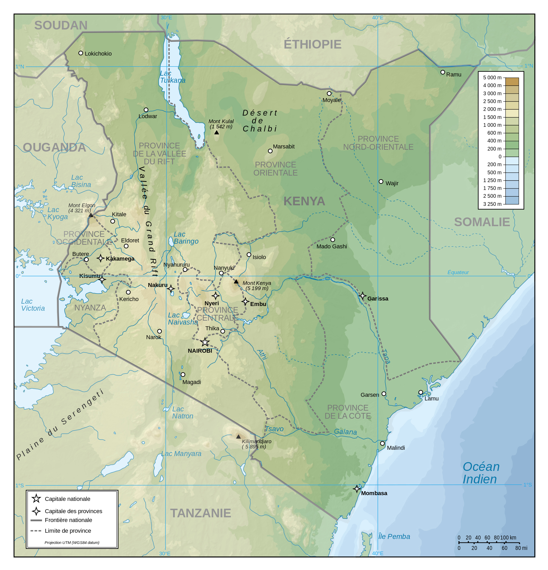Large detailed physical map of Kenya | Kenya | Africa | Mapsland | Maps of the World