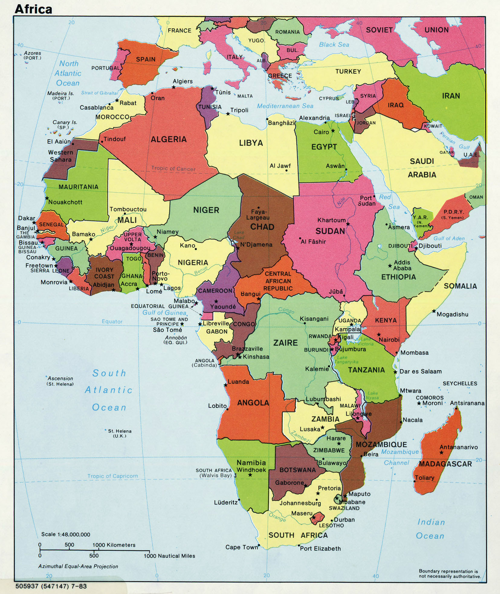 Africa Map With Capitals 9555