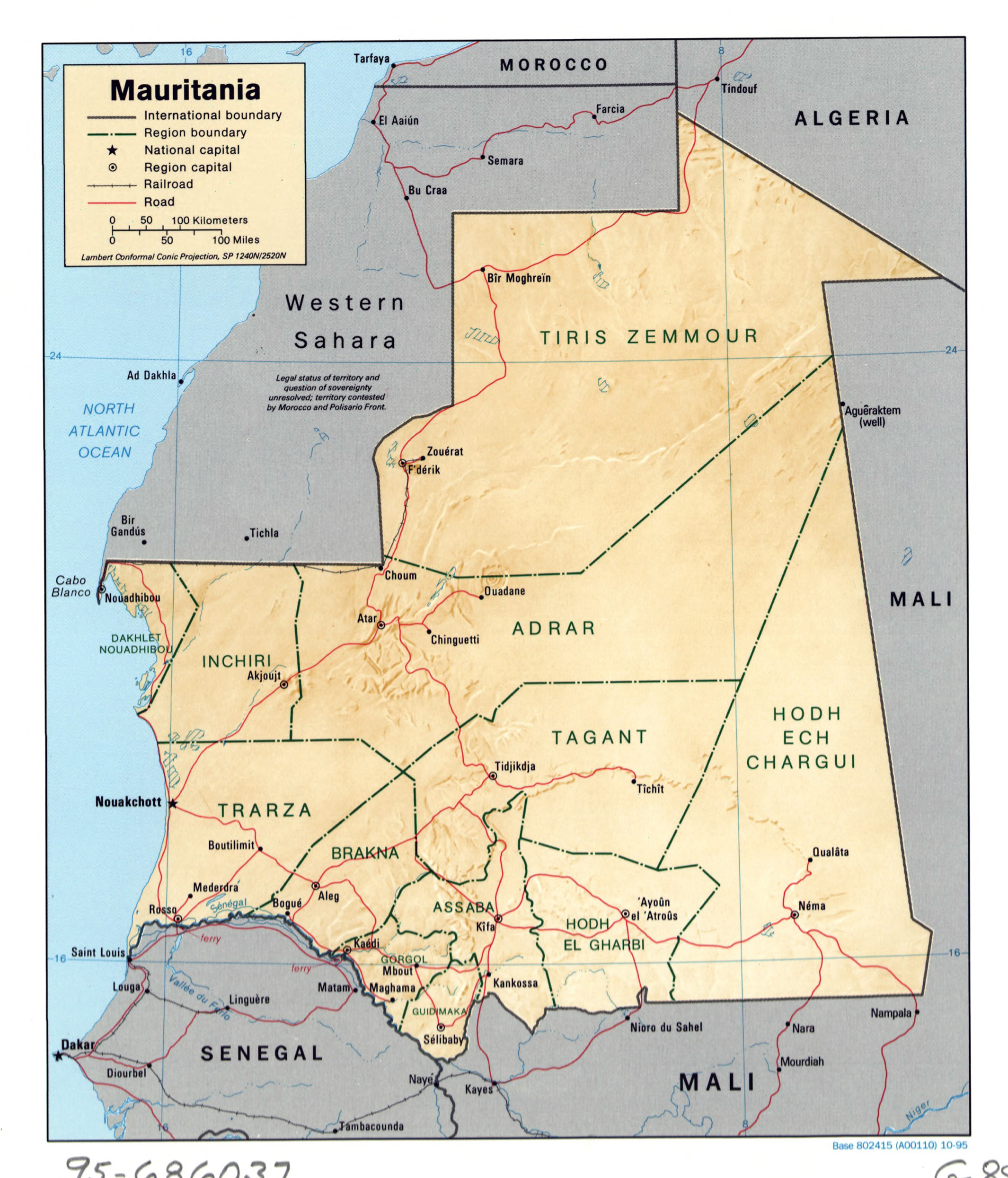 Large Size Political Map Of Mauritania Worldometer | Images and Photos ...