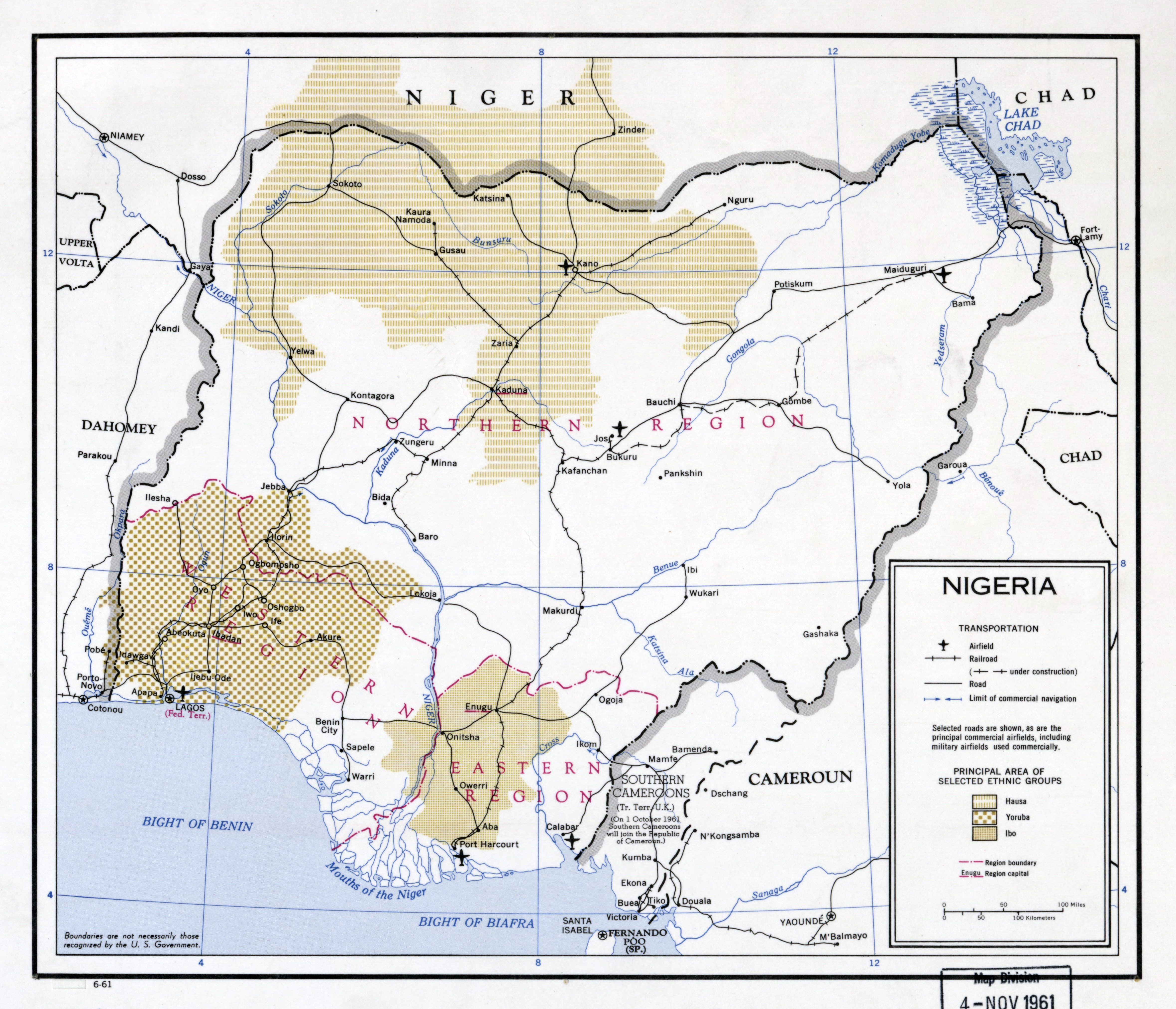 Large Physical Map Of Nigeria With Roads Cities And A
