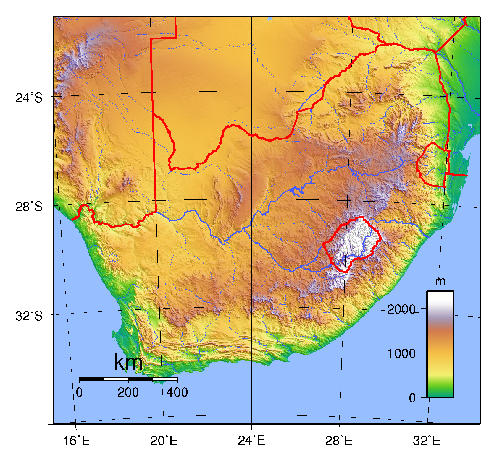 Large Physical Map Of South Africa South Africa Africa Mapsland 