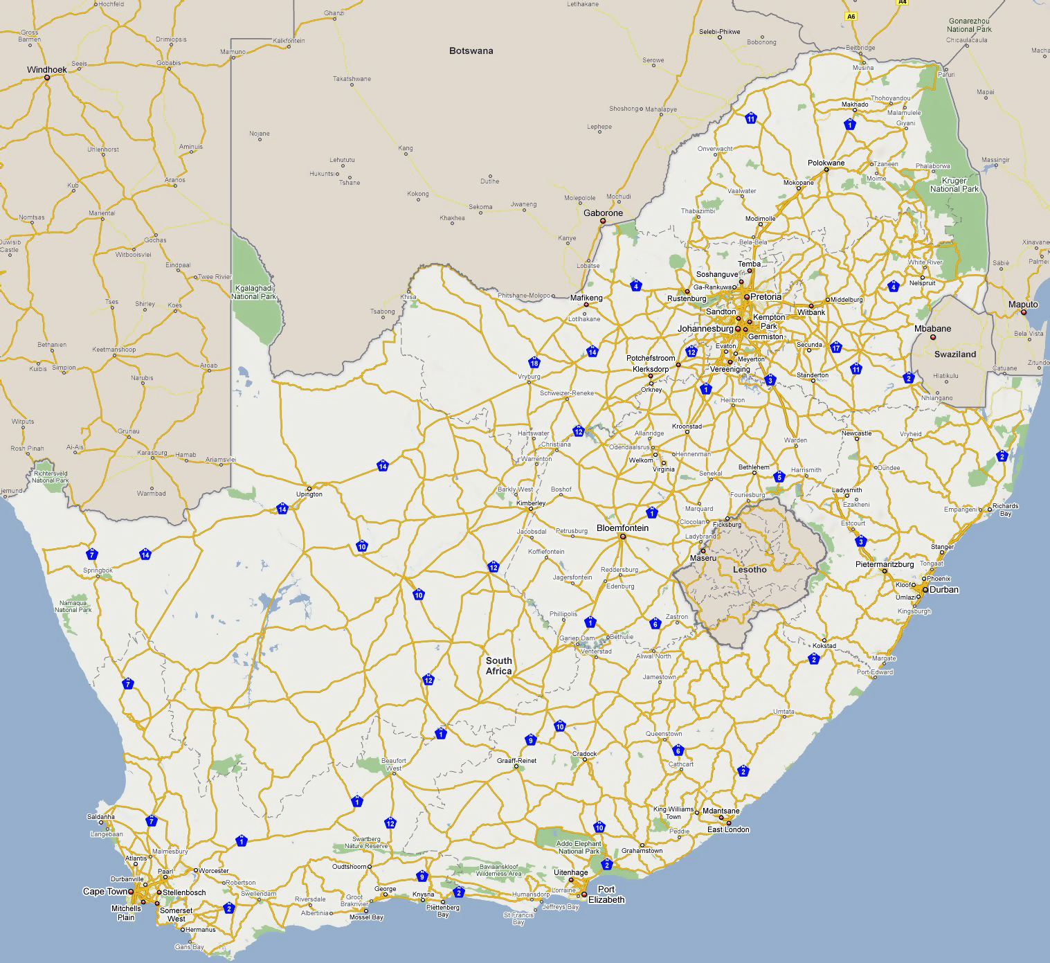 Large Detailed Political Map Of South Africa With Roads And Major ...