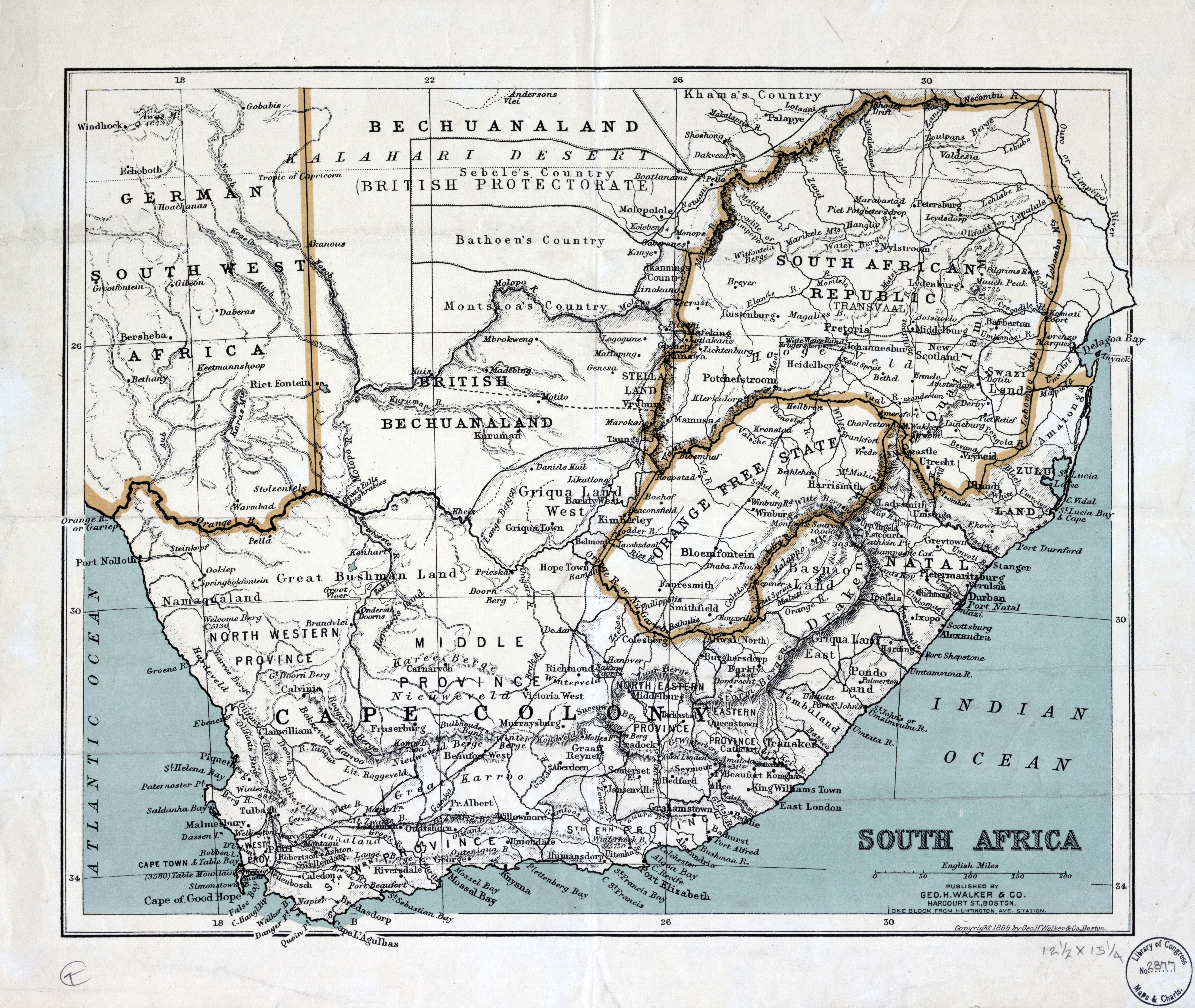 Large Scale Detailed Old Map Of South Africa With Relief And Other