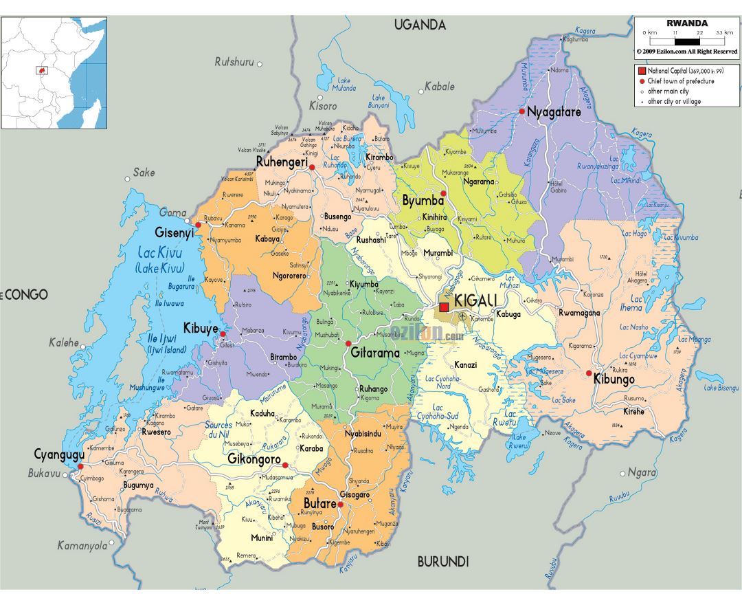 Maps of Rwanda | Collection of maps of Rwanda | Africa | Mapsland ...