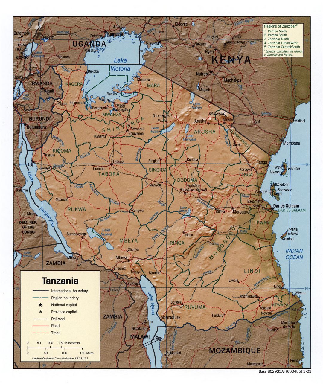 Large Detailed Political And Administrative Map Of Tanzania With Roads 