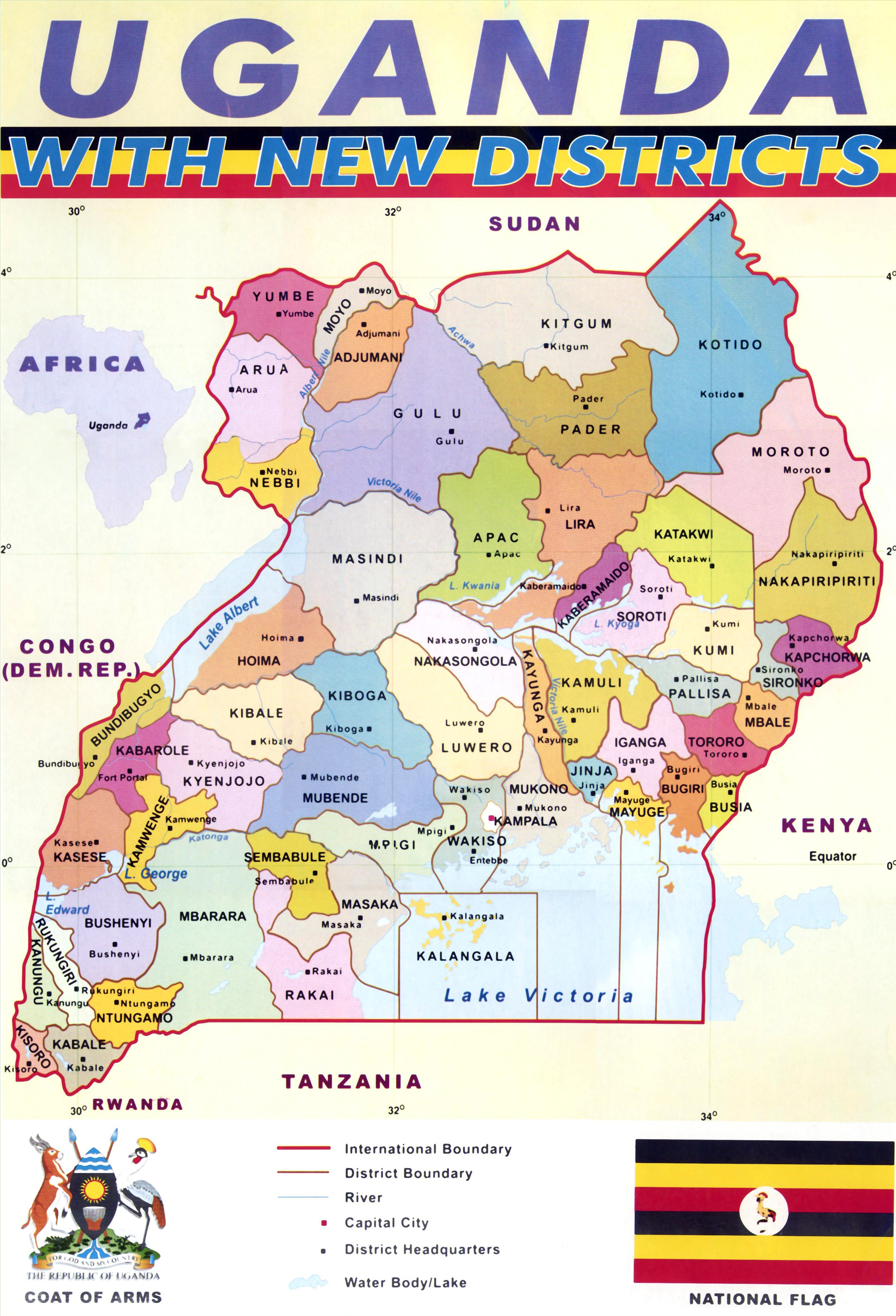 Large Detailed Administrative Map Of Uganda 