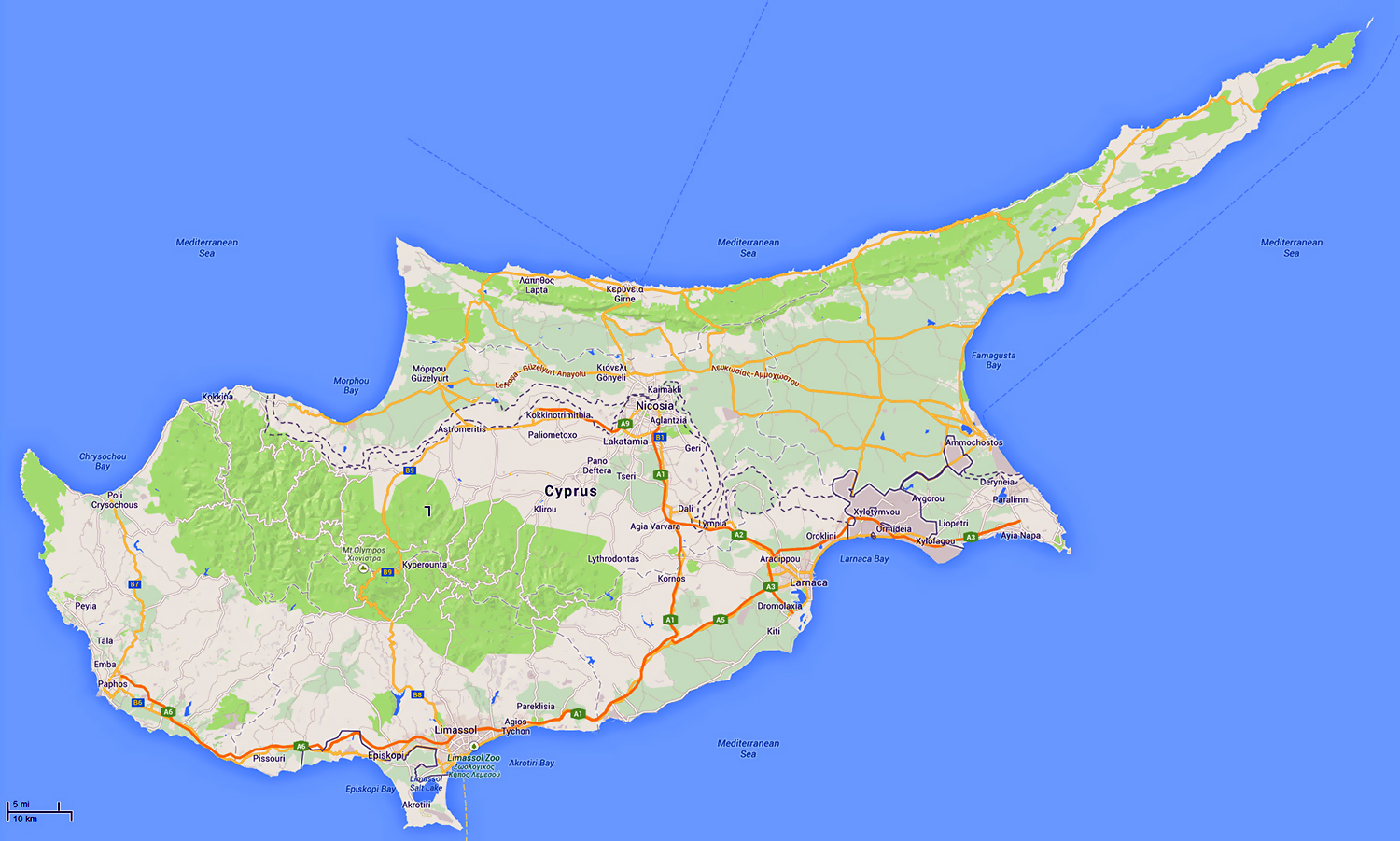 Large Detailed Road Map Of Cyprus Cyprus Large Detailed Road Map Images