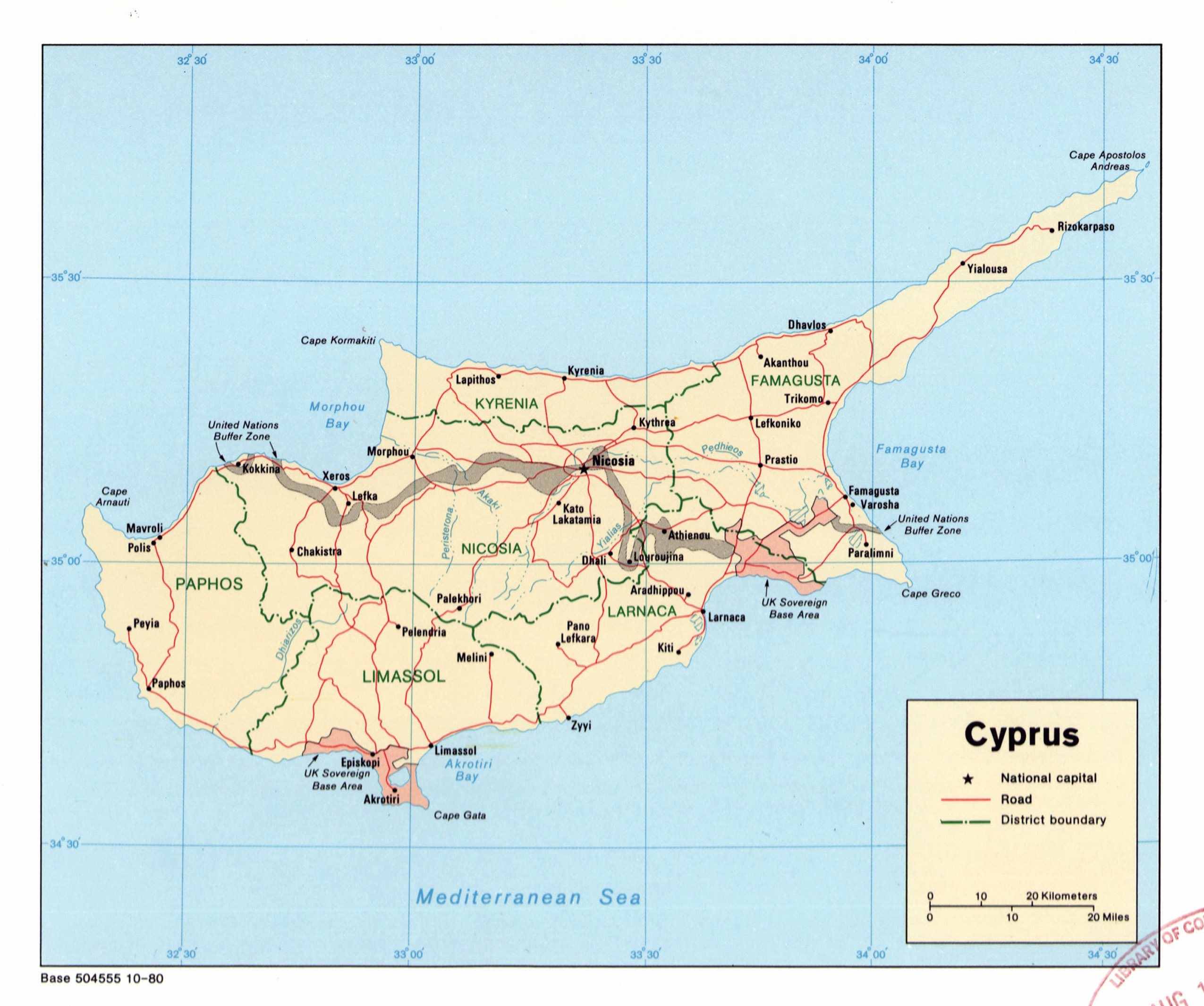 Cyprus Political Map With Roads And Glossy Map Icons Detail | Images ...