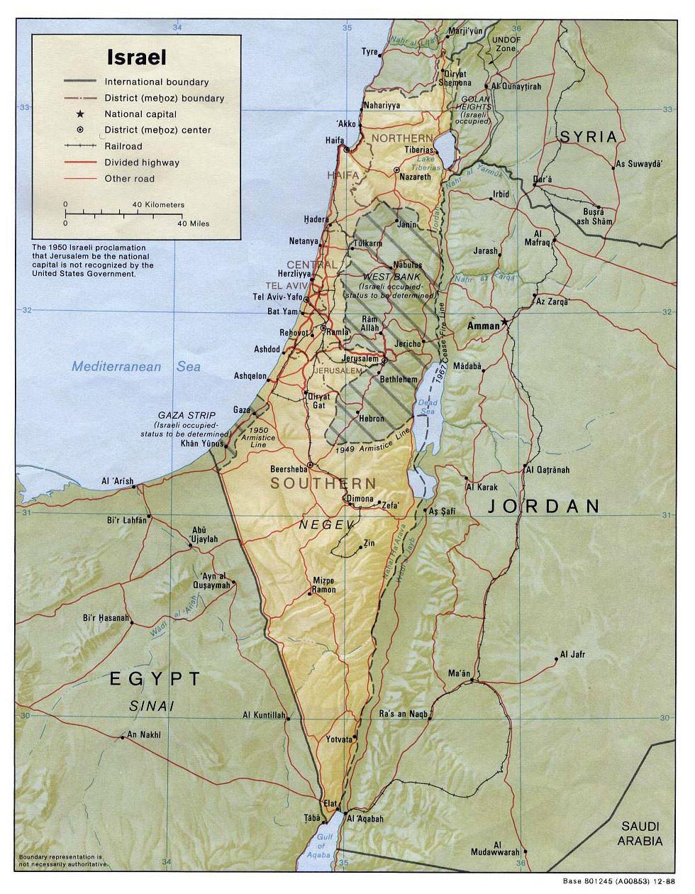 Detailed political and administrative map of Israel with relief, roads ...