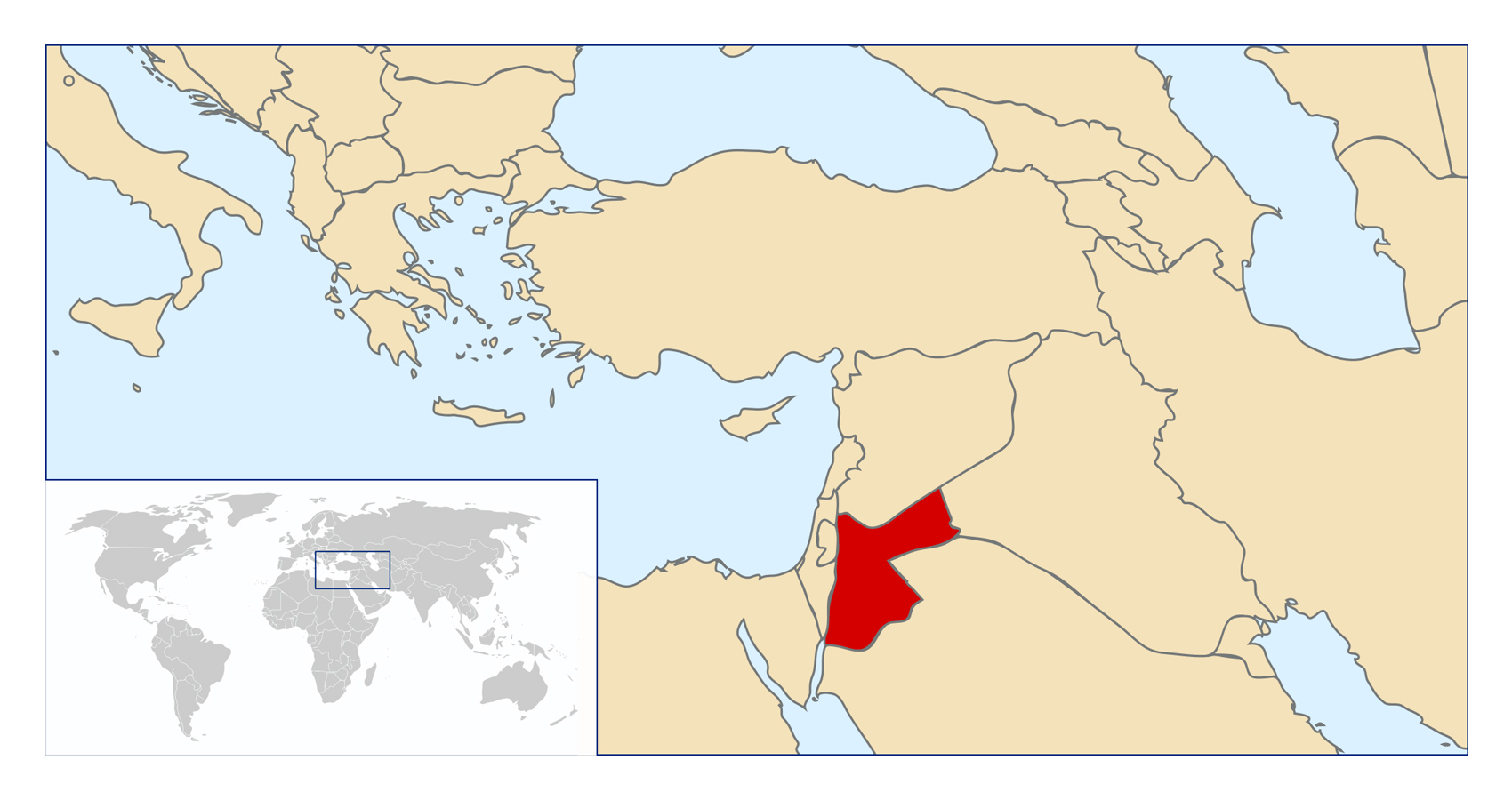 Large location map of Jordan | Jordan 