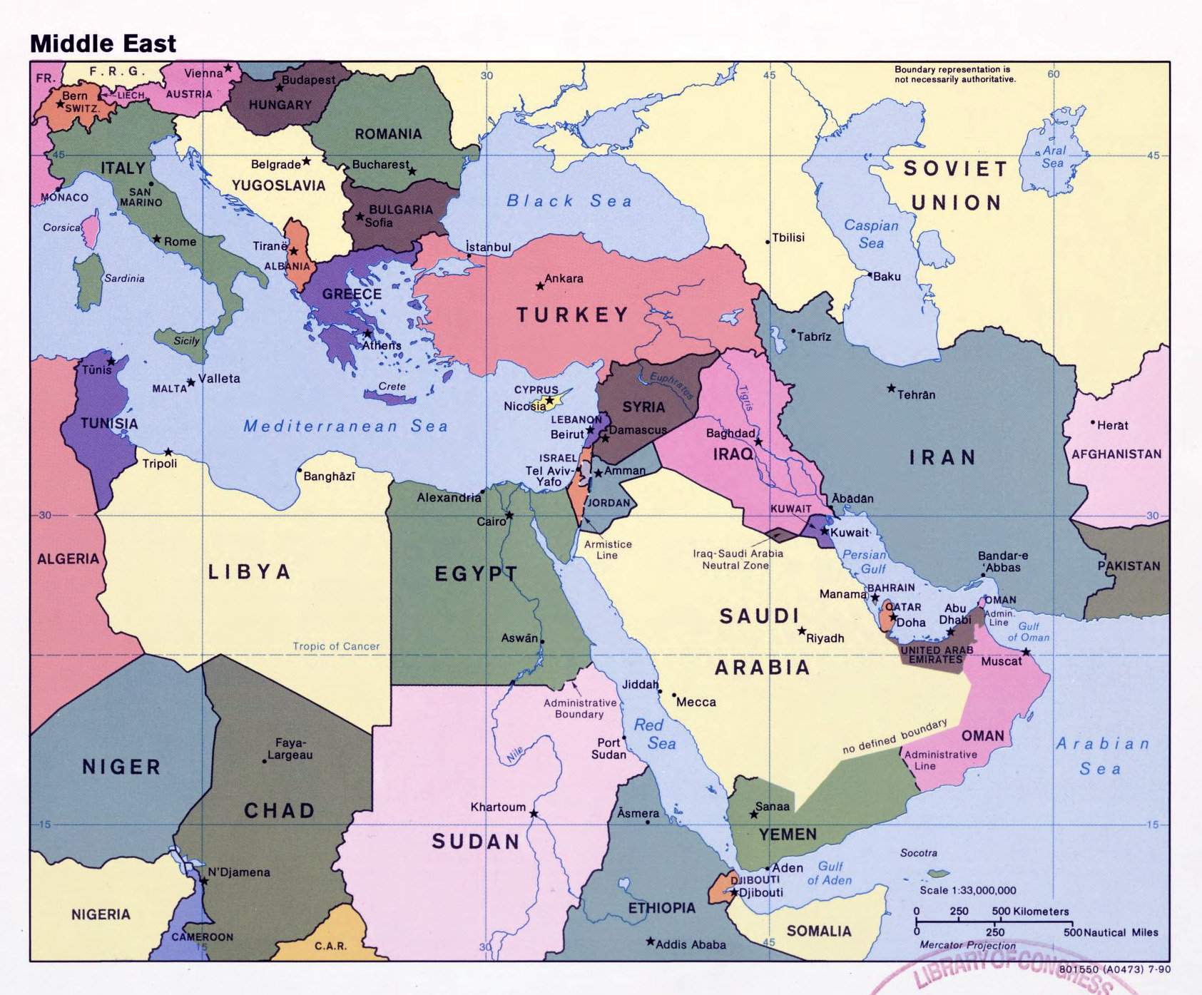 map of middle east countries and capitals