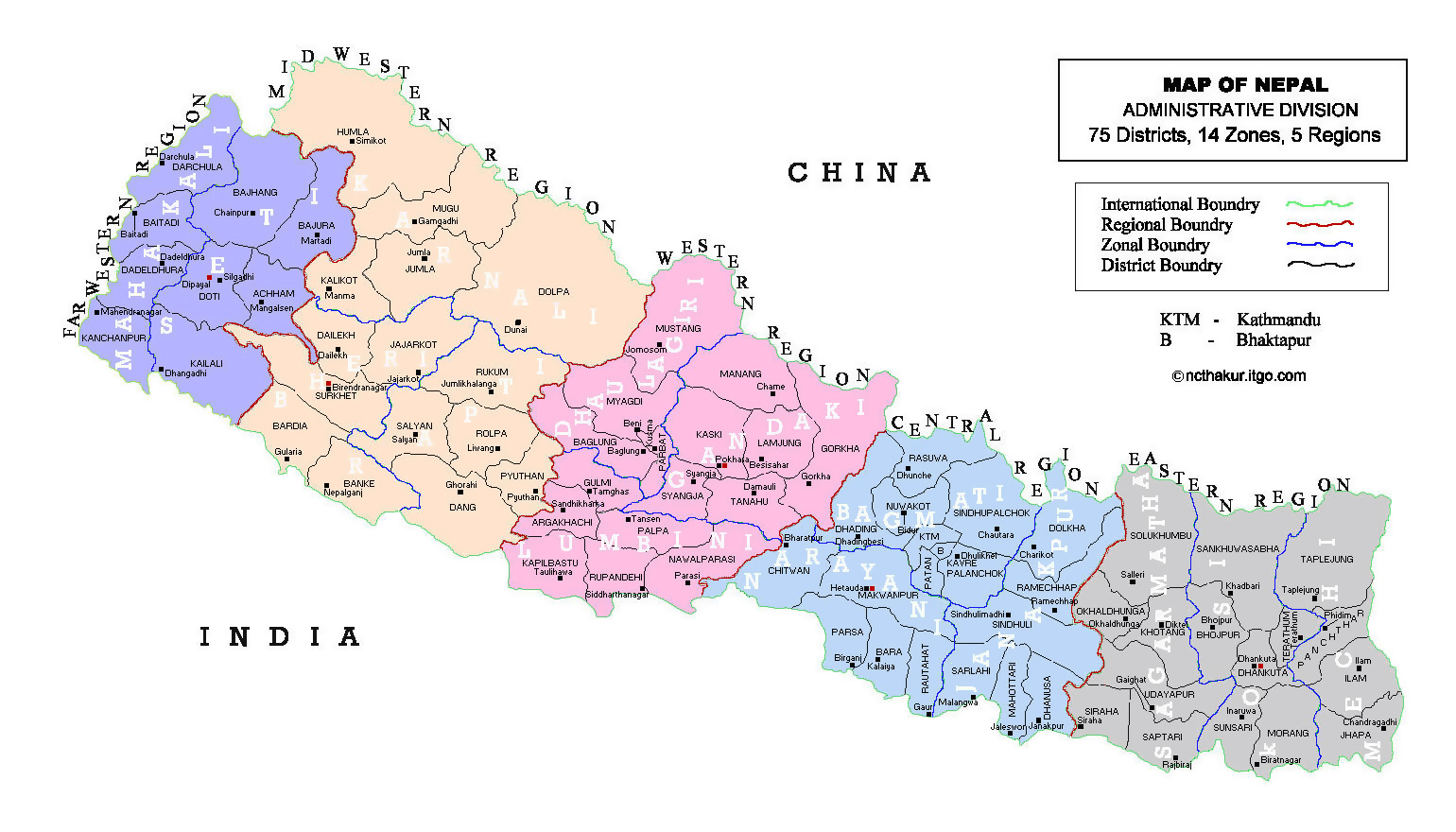 Nepal District Map With Province