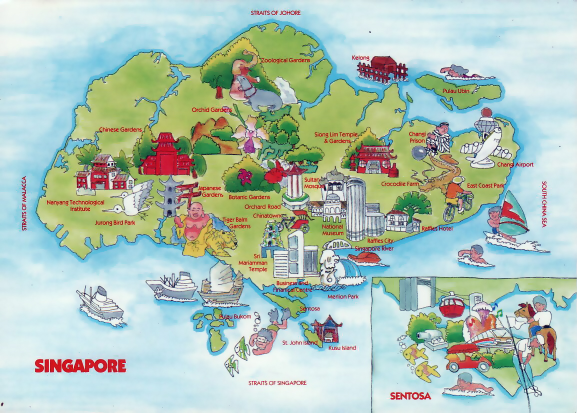 Travel Illustrated Map Of Singapore Singapore Asia Mapsland Maps Of The World