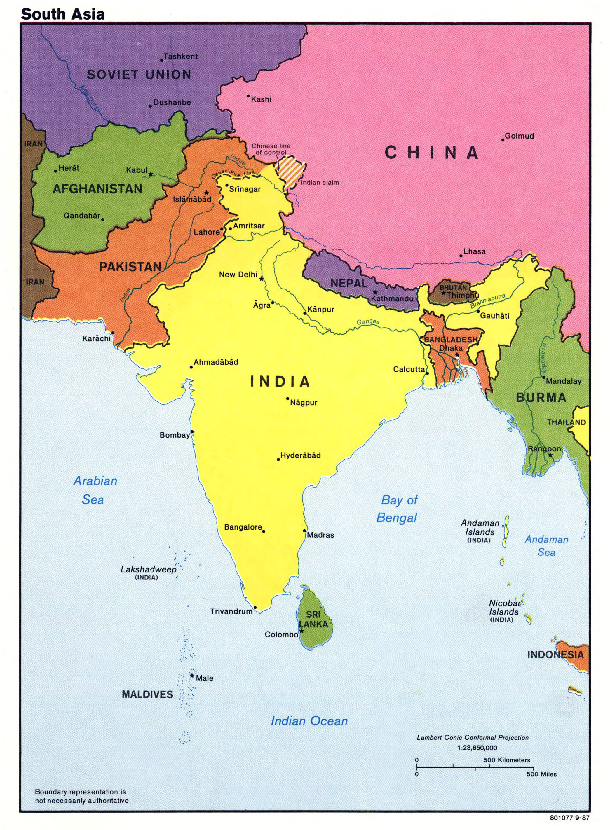 Large Detailed Political Map Of South Asia With Major Cities And 