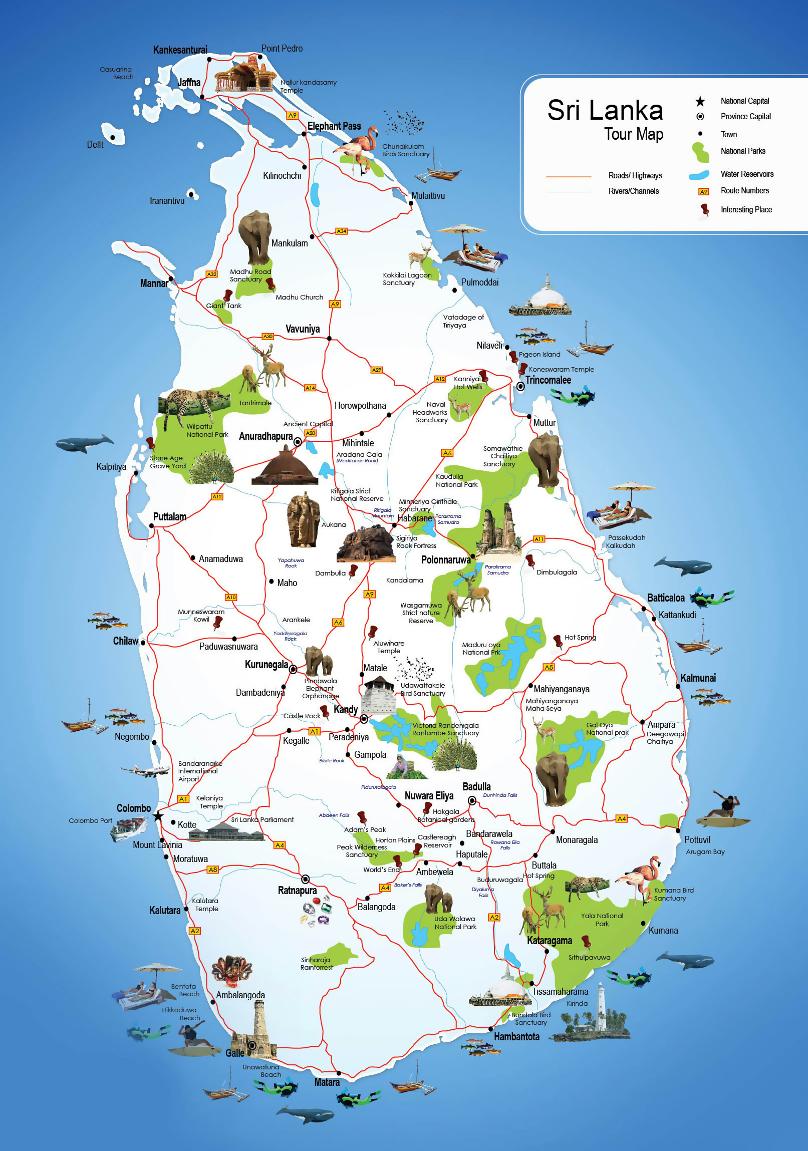 sri lanka tourist destinations map