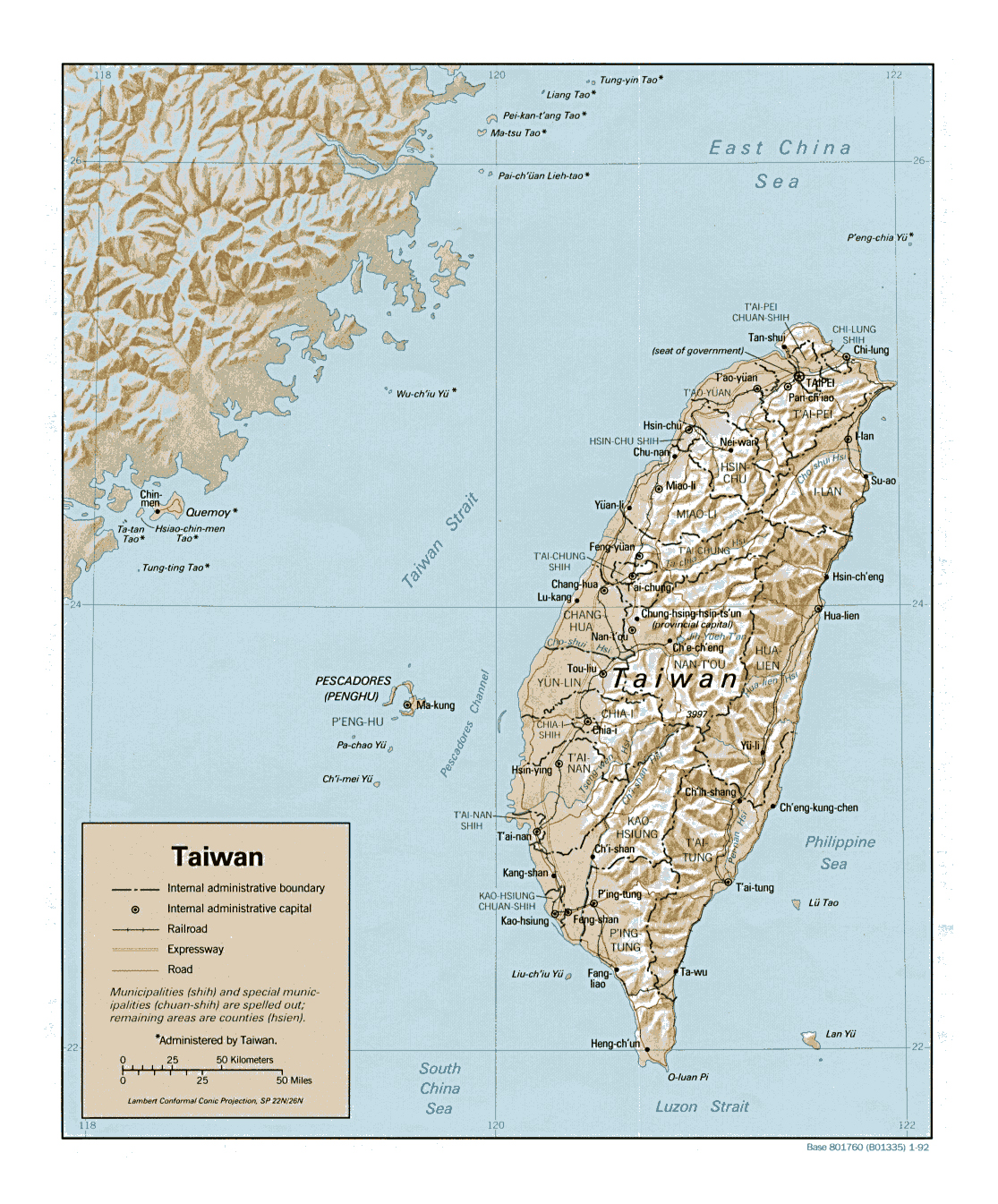 Detailed Political Map Of Taiwan With Relief Taiwan Asia Mapsland ...