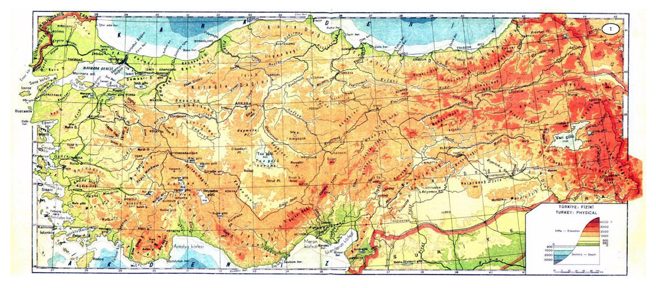 Large physical map of Turkey | Turkey | Asia | Mapsland | Maps of the World