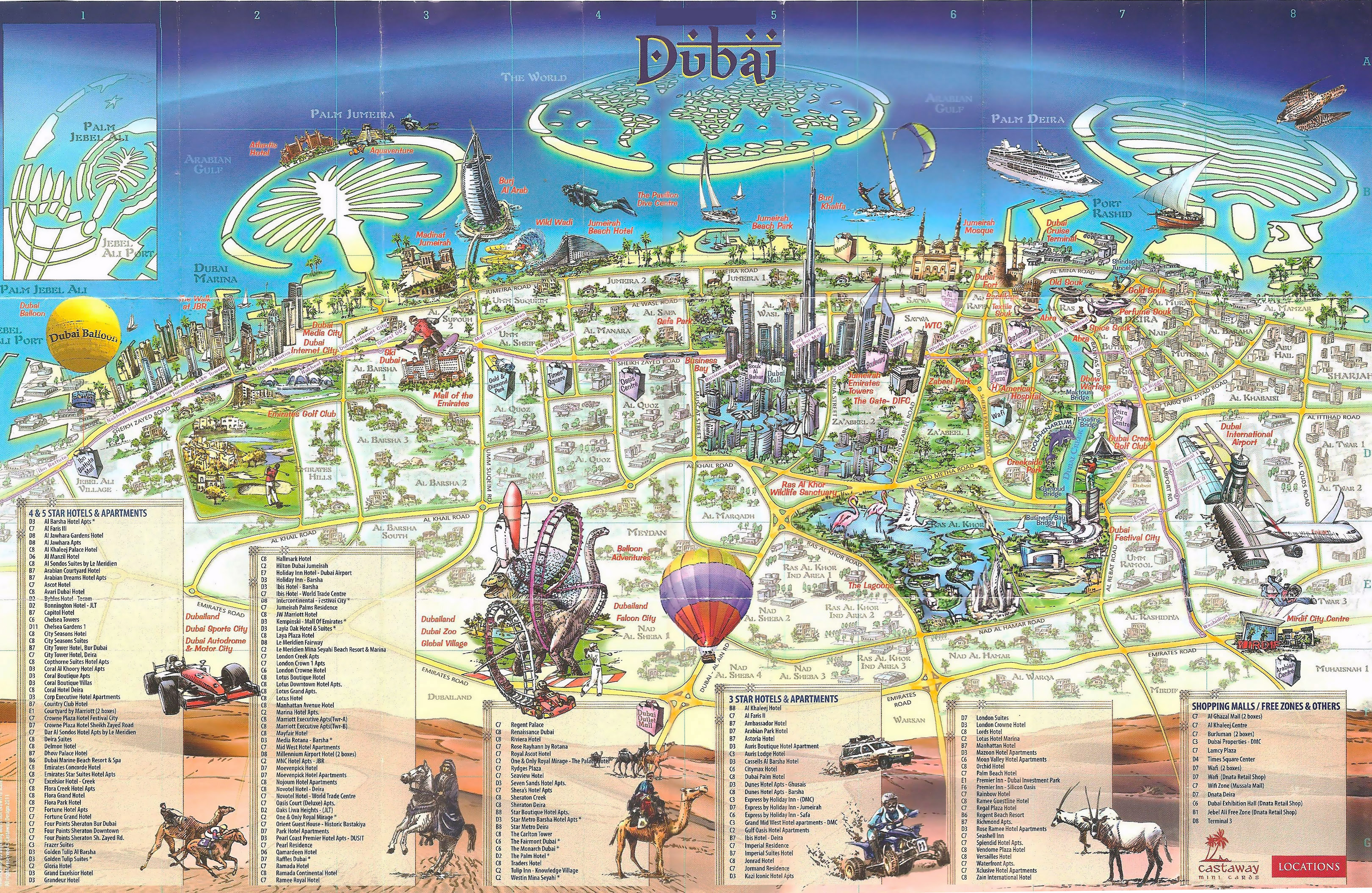 Large detailed tourist map of Dubai city | Dubai | UAE (United Arab ...