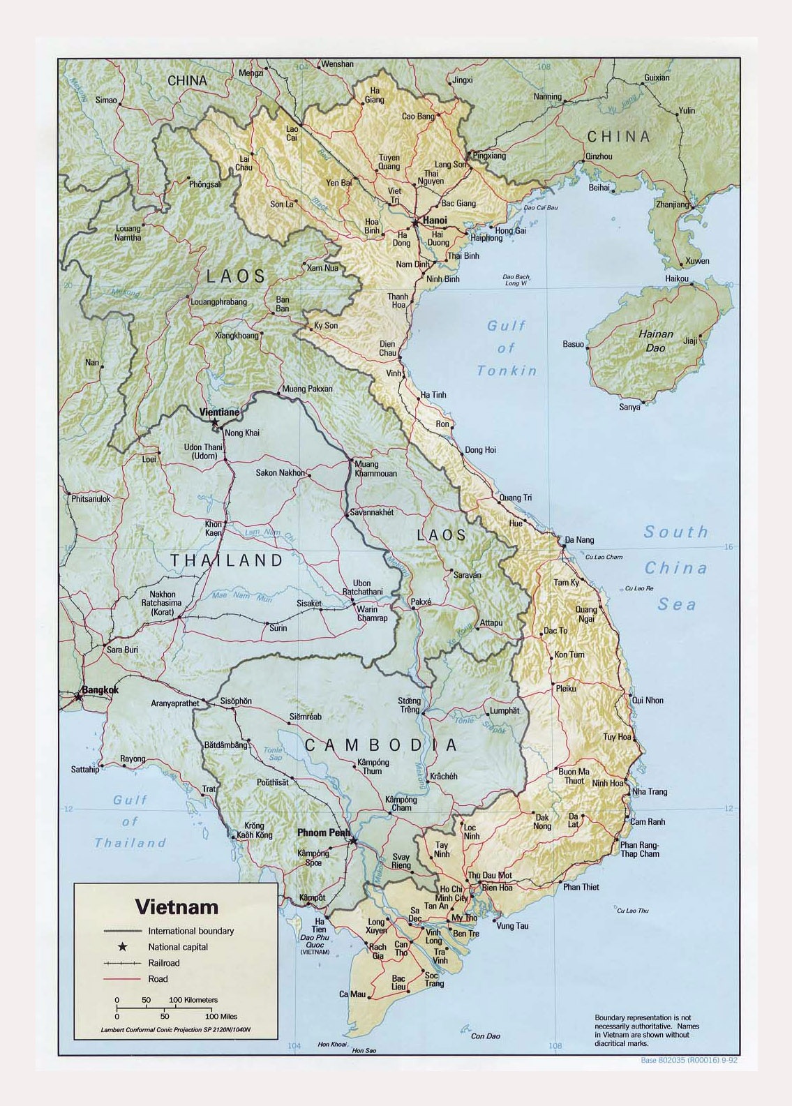 Detailed Political Map Of Vietnam With Relief Roads Railroads And