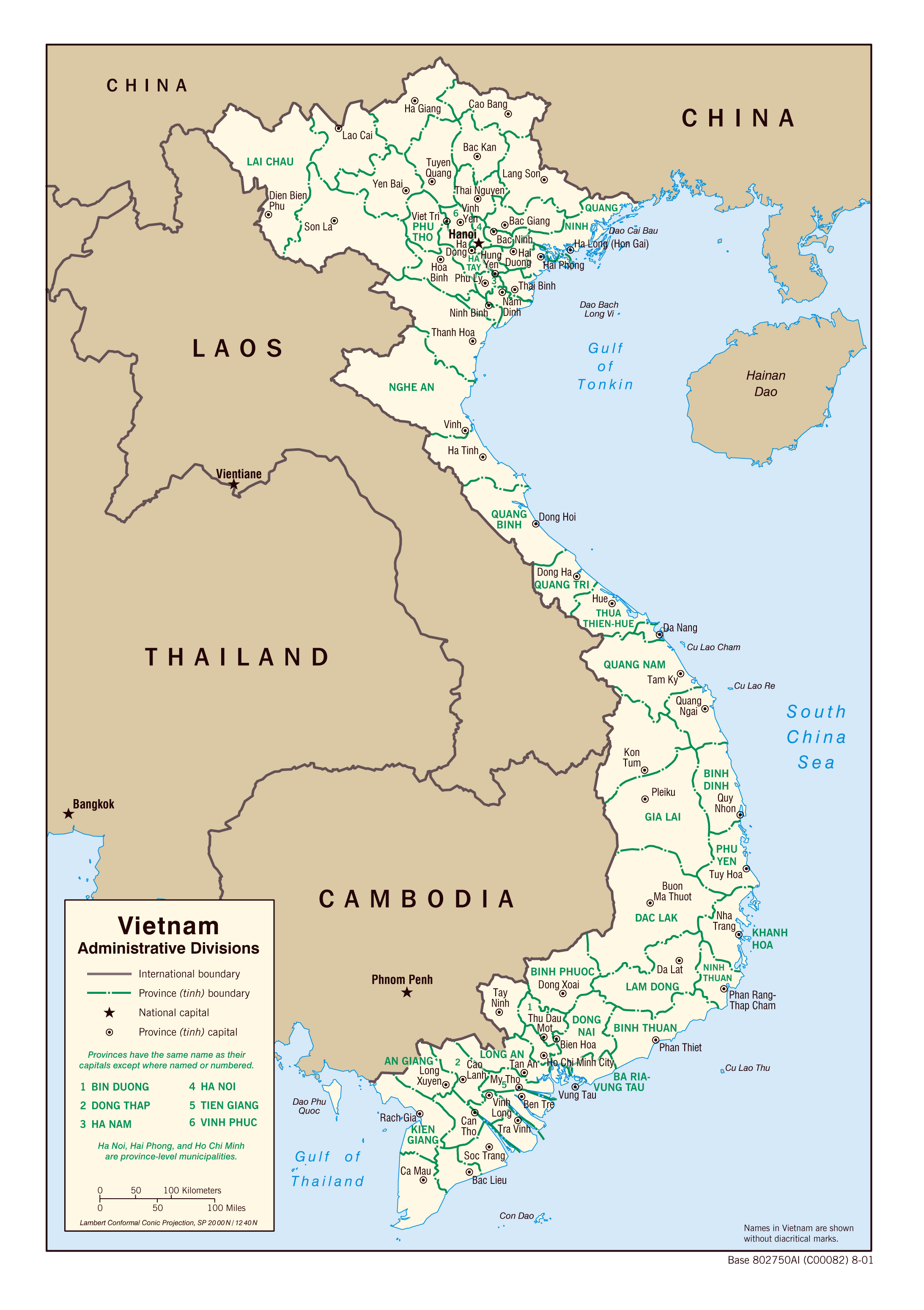 Large Administrative Divisions Map Of Vietnam 2001 