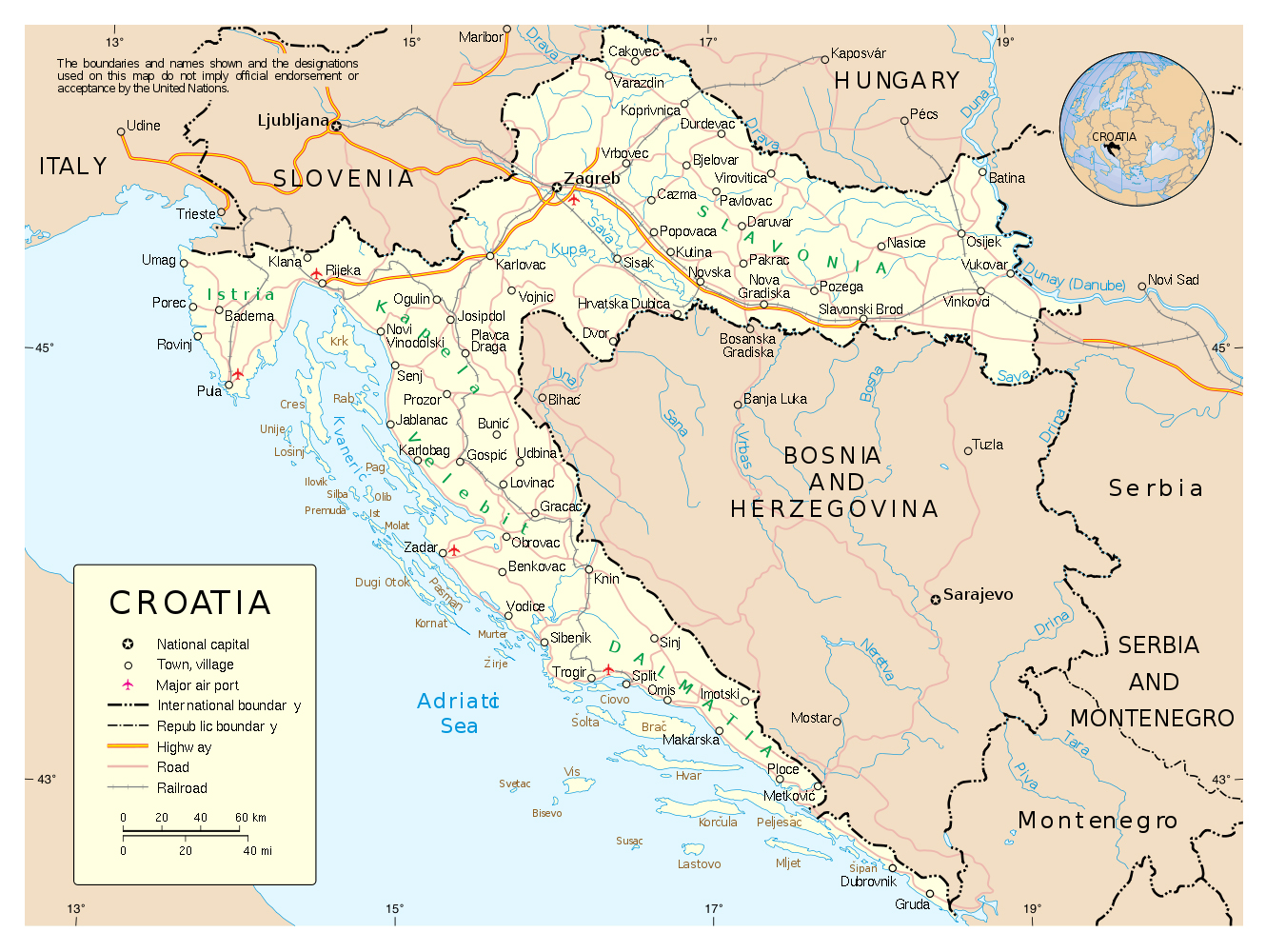 large-political-map-of-croatia-with-roads-cities-and-airports