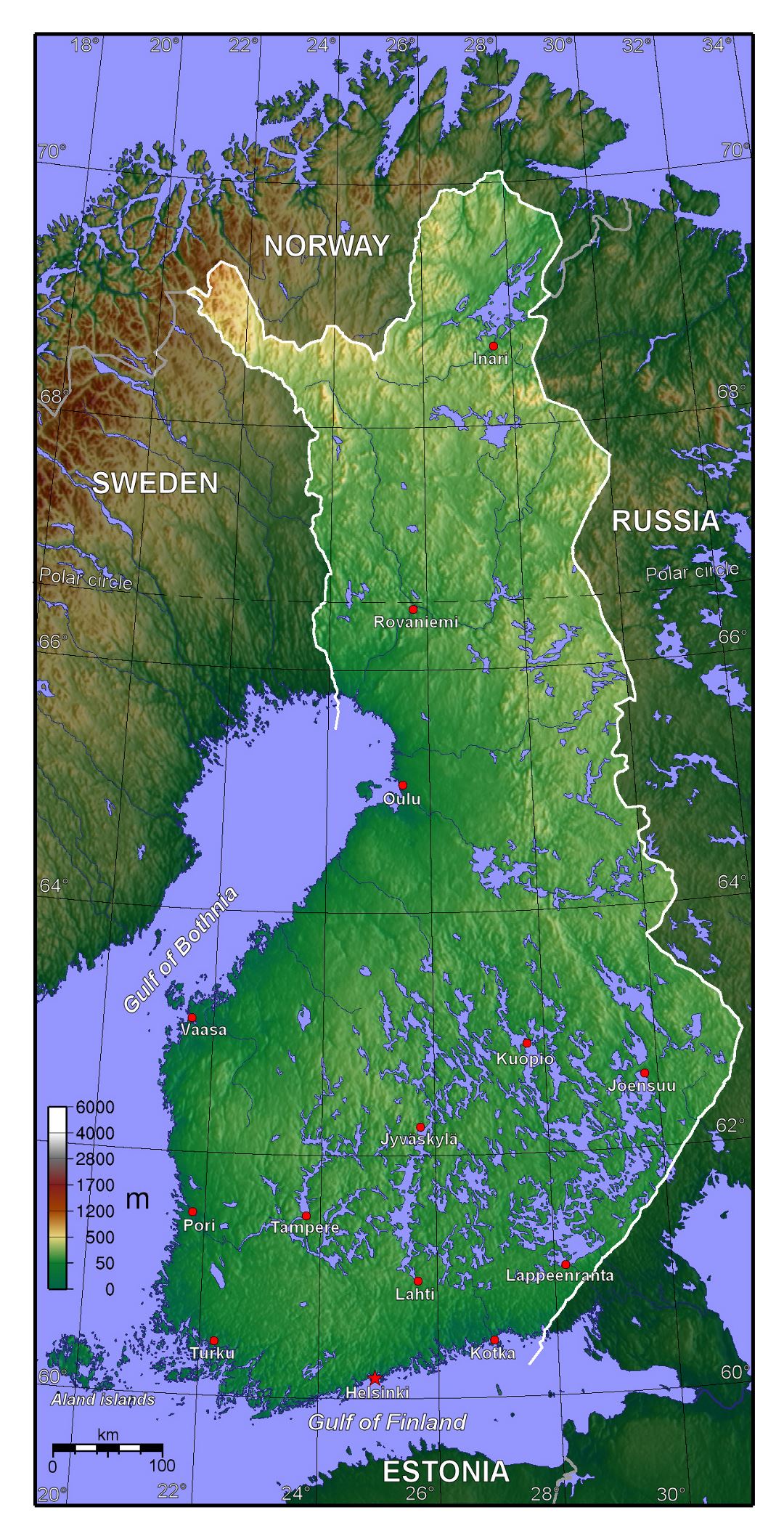 Large Detailed Physical Map Of Finland Finland Europe Mapsland 