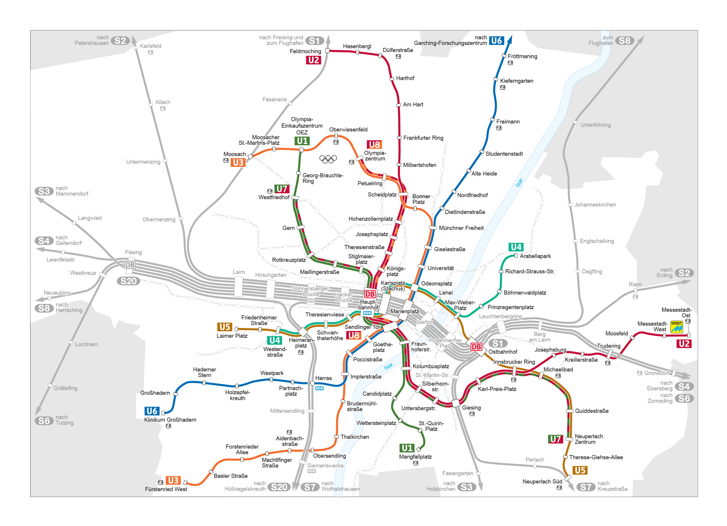 Large Detailed U Bahn Map Of Munich City 