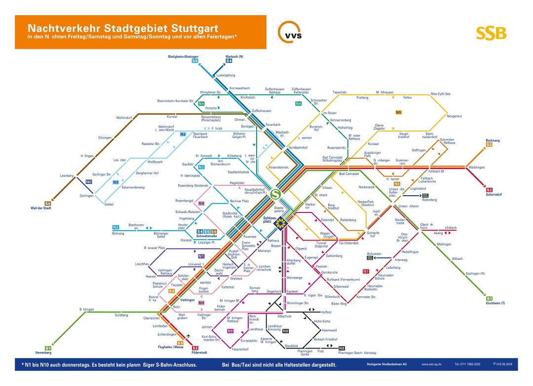 Large detailed S-Bahn map of Stuttgart city