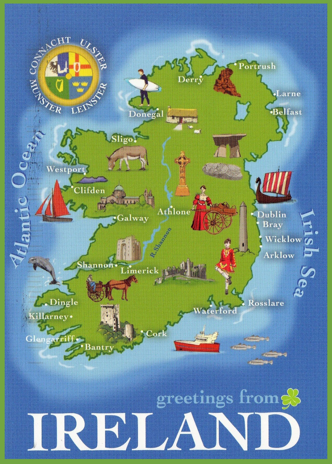 Large detailed tourist illustrated map of Ireland | Ireland | Europe