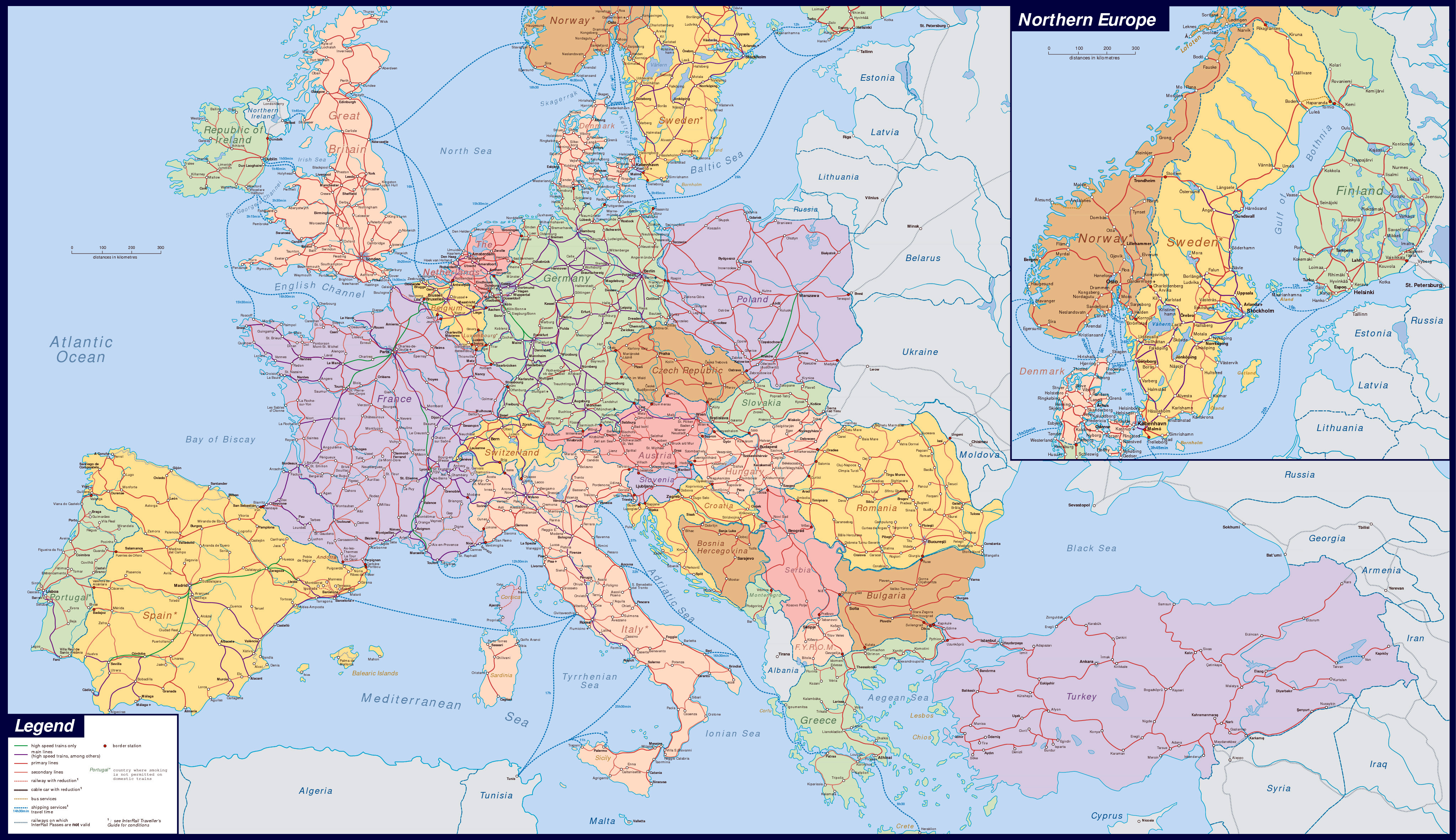large map of europe Large Detailed Railways Map Of Europe Europe Mapsland Maps large map of europe