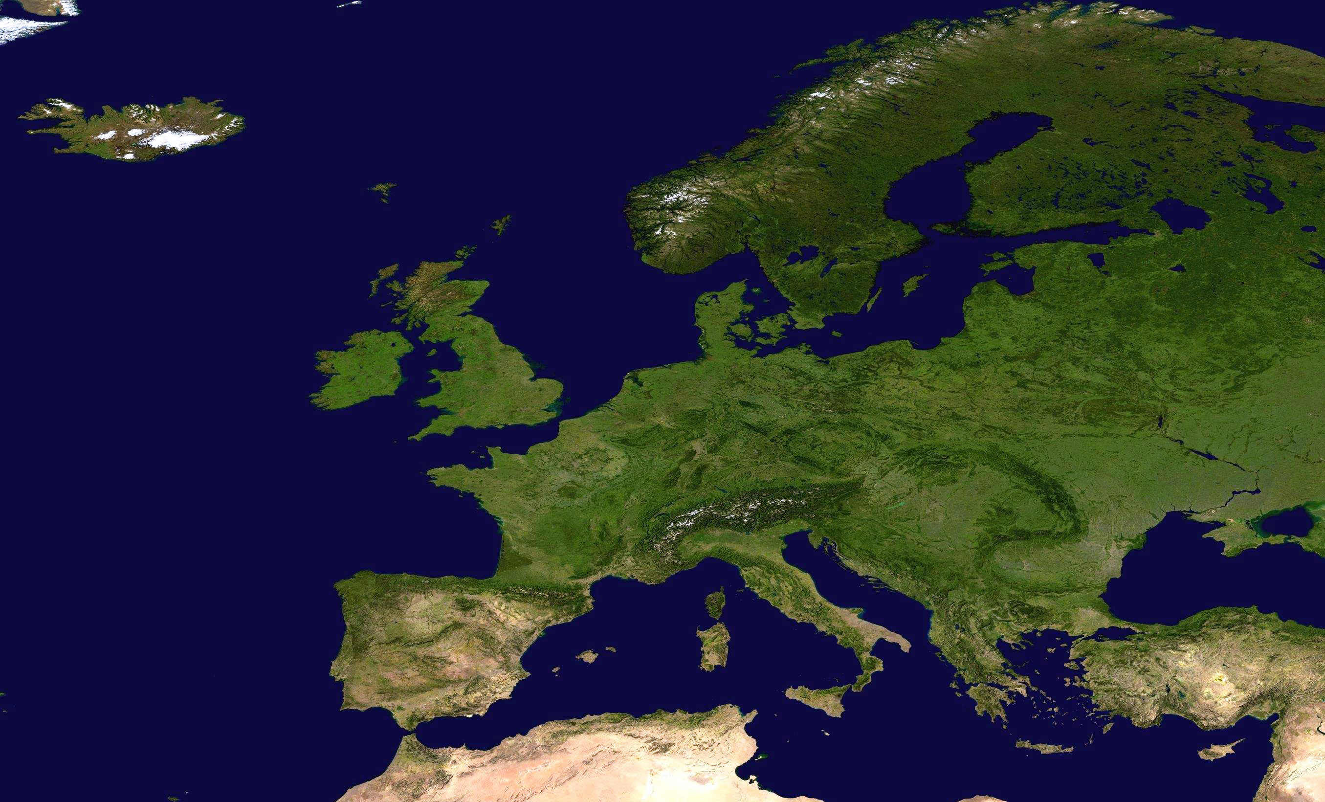 Satellite Map Of Europe Large detailed satellite map of Europe | Europe | Mapsland | Maps 
