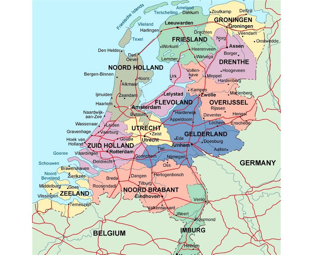 Detailed Administrative Map Of Netherlands With Major Cities Preview 