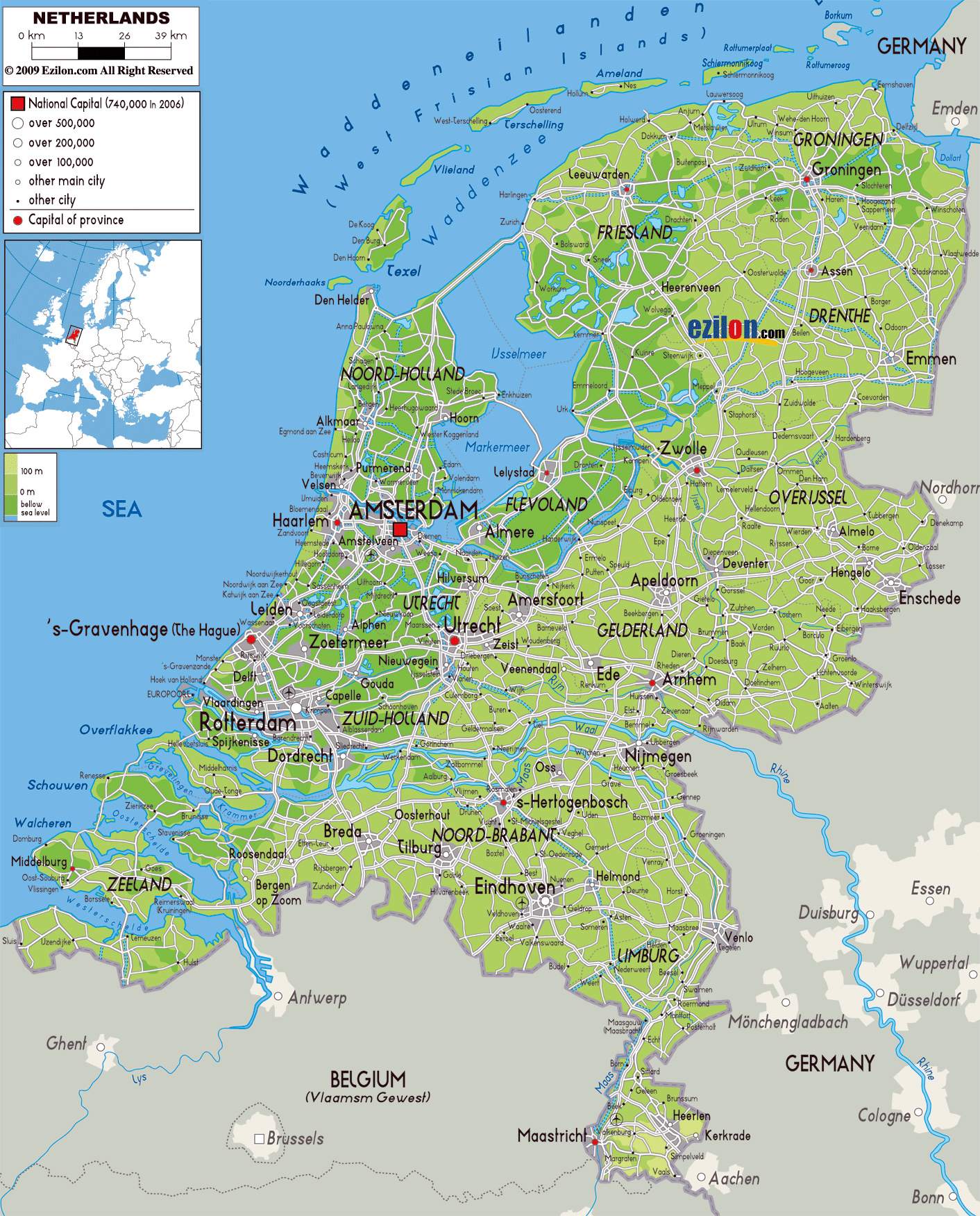 Map Of Europe With Cities Holland Map With Cities Map Of Holland - Gambaran