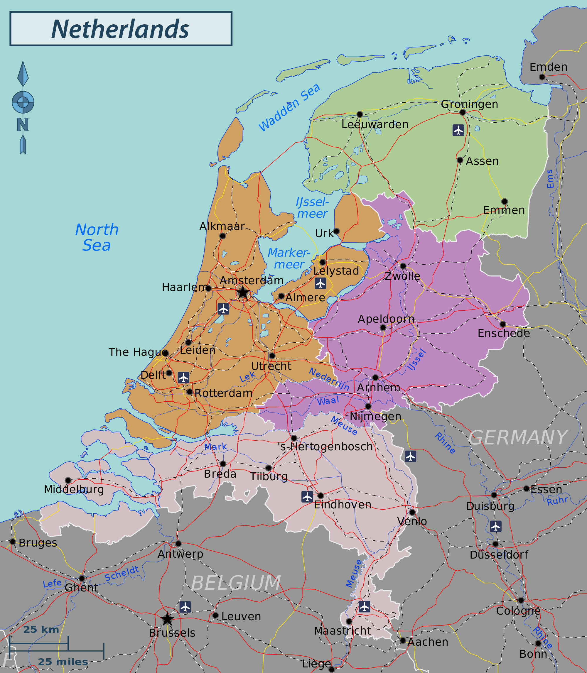 Large Regions Map Of Netherlands Netherlands Europe Mapsland Maps Of The World